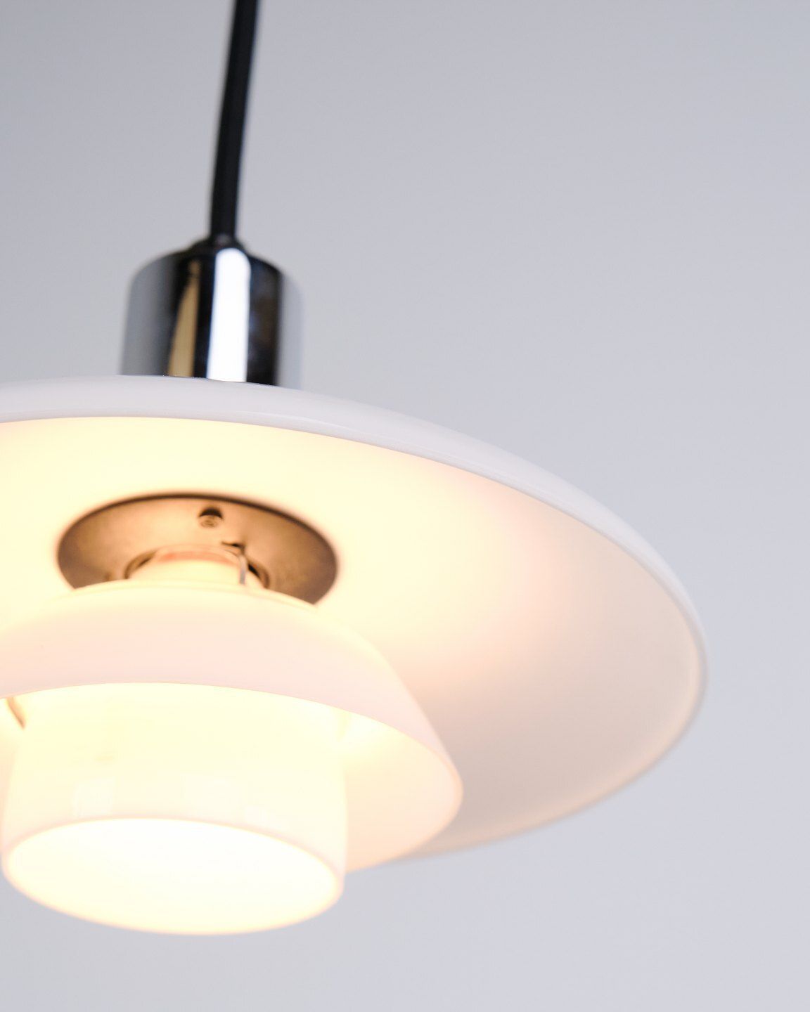 Poul Henningsen Pendant Lamp Model Ph 2/1 In Chrome For Louis Poulsen. photo buy