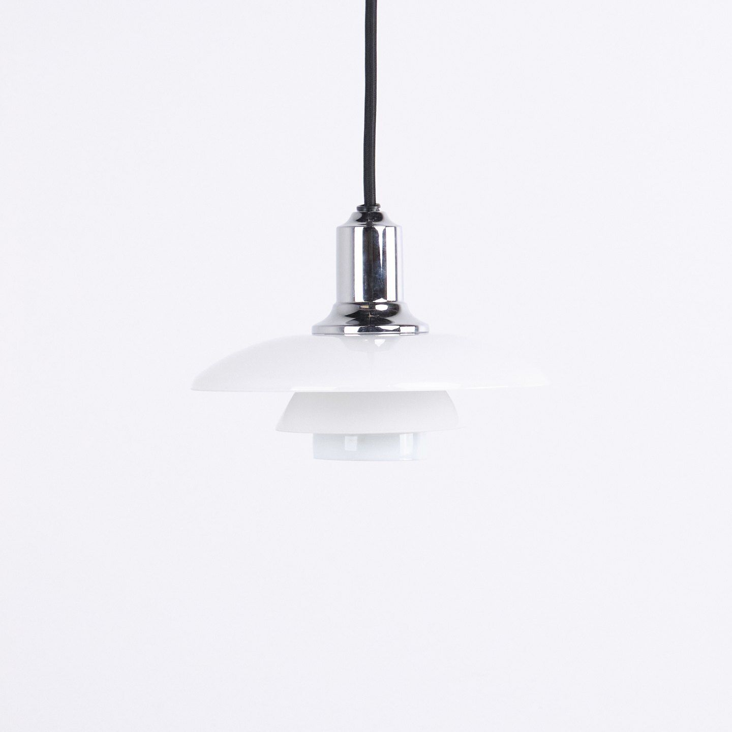 Poul Henningsen Pendant Lamp Model Ph 2/1 In Chrome For Louis Poulsen. photo vintage