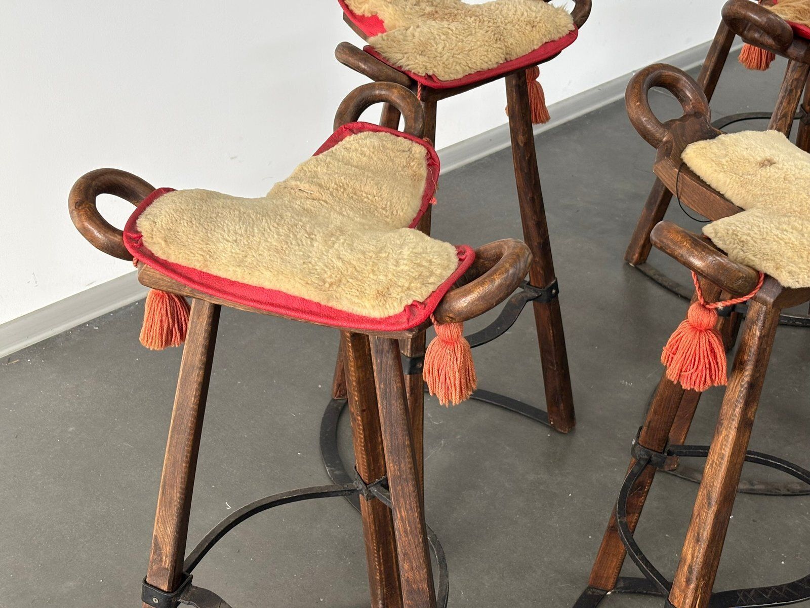 Furniture Vintage Brutalist Marbella Stools Attributed To Sergio Rodrigues, 1970s, Set Of 6 photo