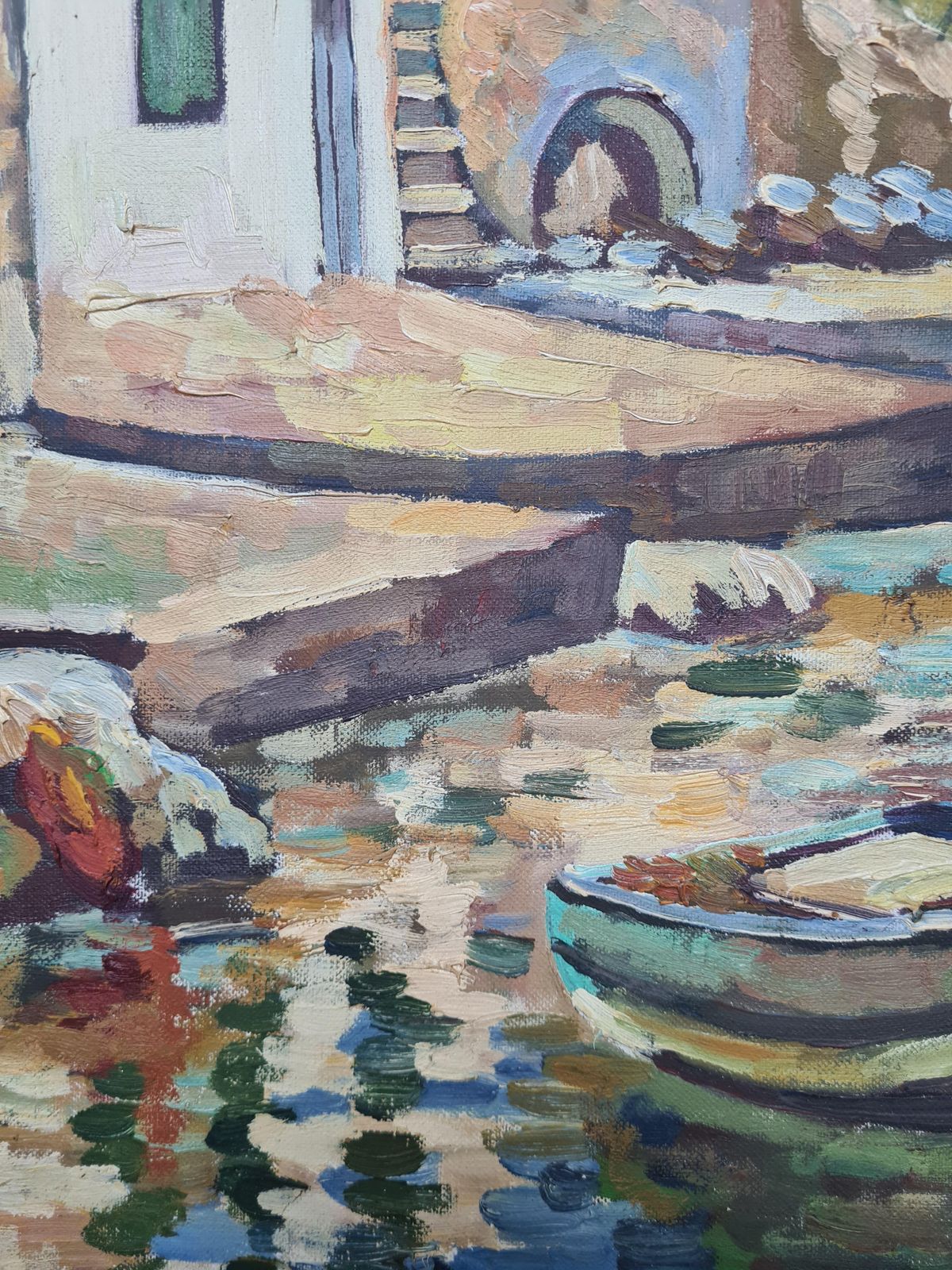 The Mediterranean Coast, Oil On Canvas Painting, Signed, Late 20th Century photo vinterior