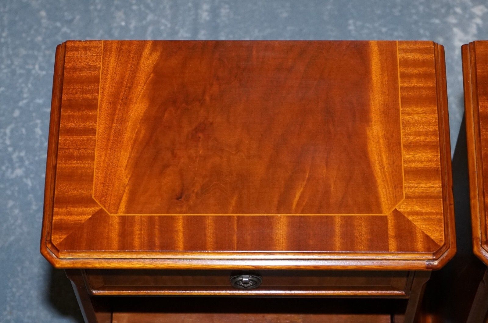 photo furniture Vintage Pair Of Georgian Style Walnut Bedsides Nightstands Side Tables