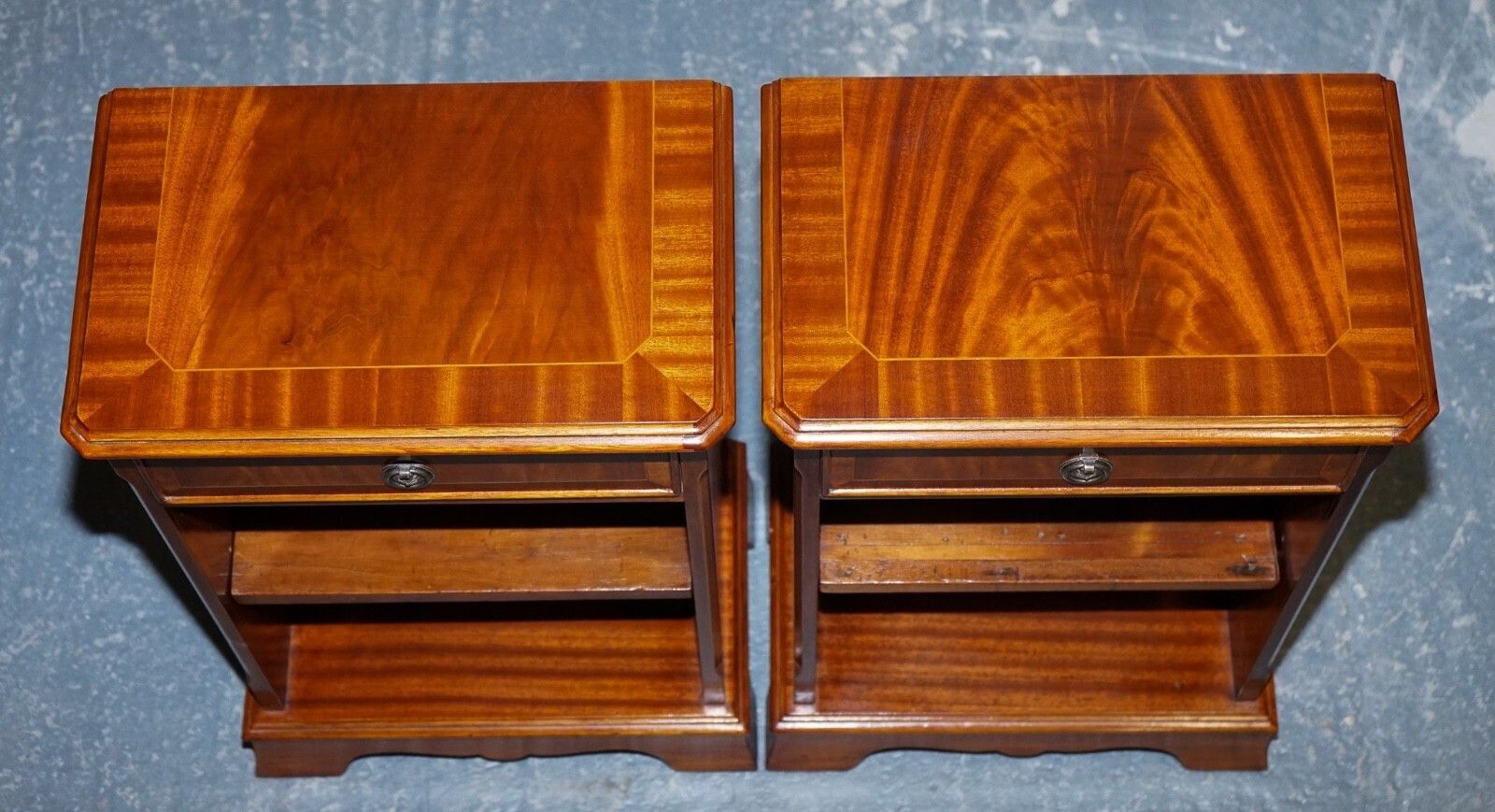Furniture Vintage Pair Of Georgian Style Walnut Bedsides Nightstands Side Tables photo