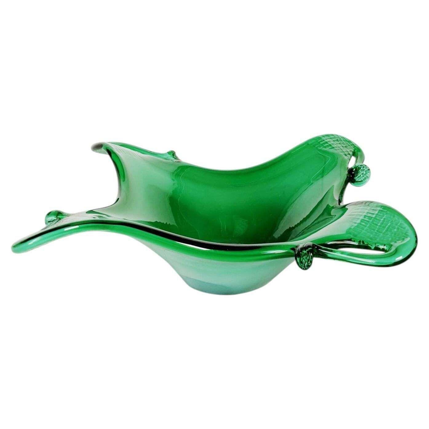 Green Glass Ashtray, France, 1960