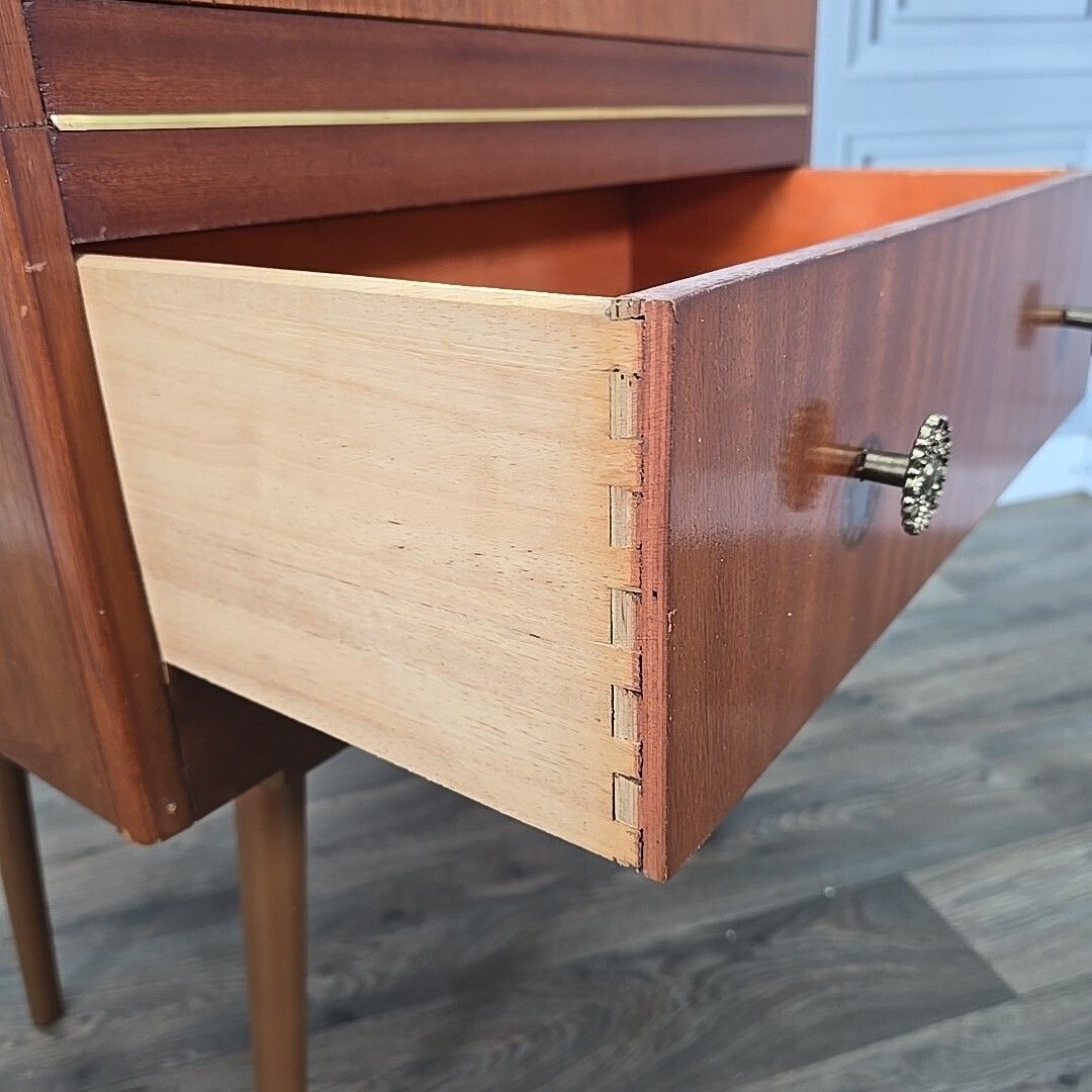 photo buy Retro Chest Of 2 Drawers Vintage Mid Century Modern   Teak Veneer   Atomic Legs