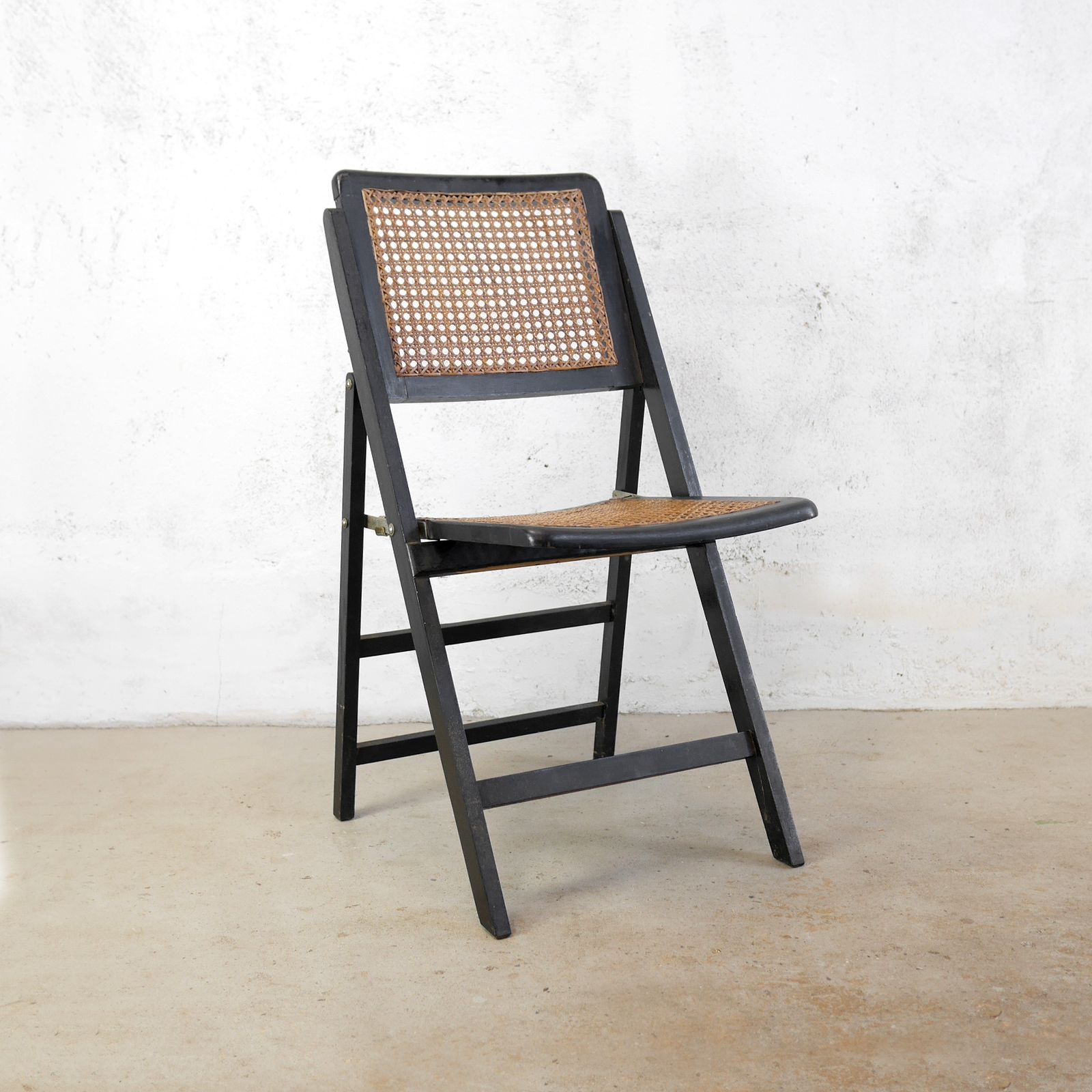Set 4 Vintage 60/70s Folding Chairs Caned Rattan Italian #103153 photo vintage