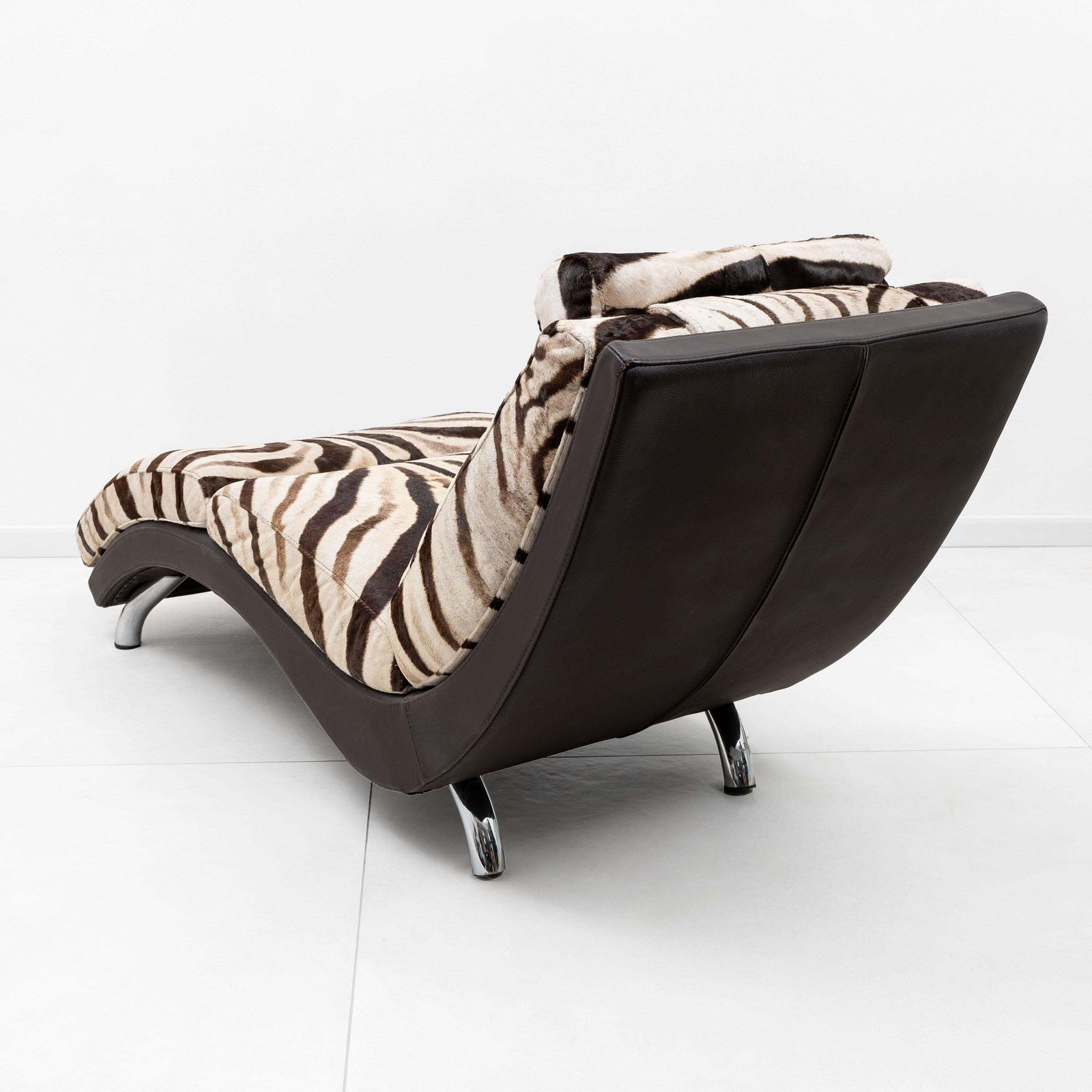 Italian Chaise Longue Cowhide With Zebra Pattern, 1980s photo Furniture