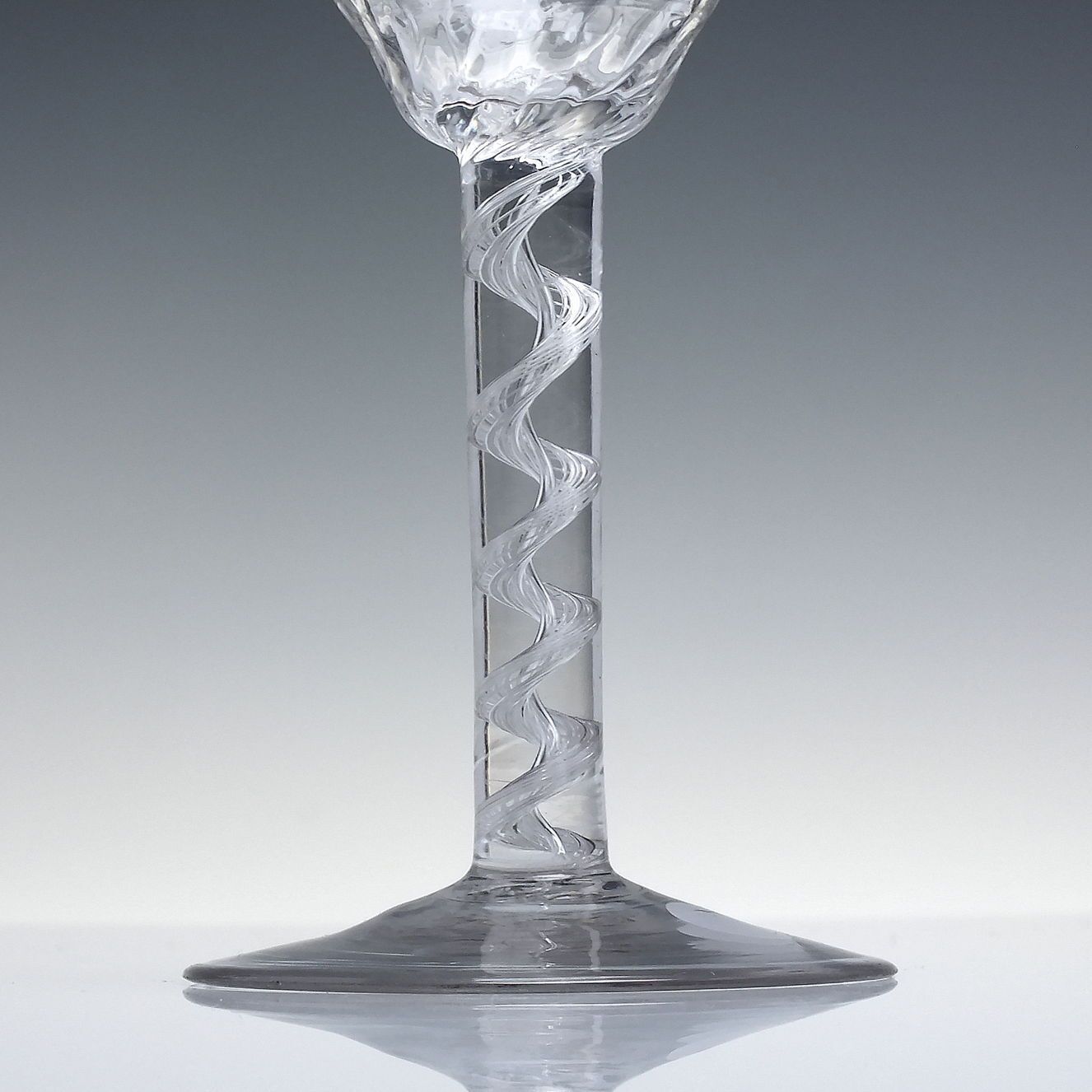Rare Nut Moulded Ogee Bowl On 18th Century Air Twist Wine Glass C1750 photo vinterior