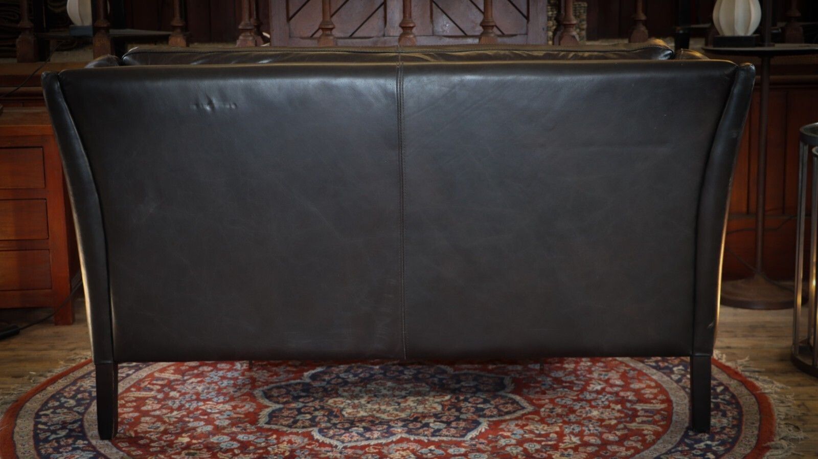 photo buy Stunning Timothy Oulton Halo Reggio 2 Seater Leather Sofa Destroyed Black