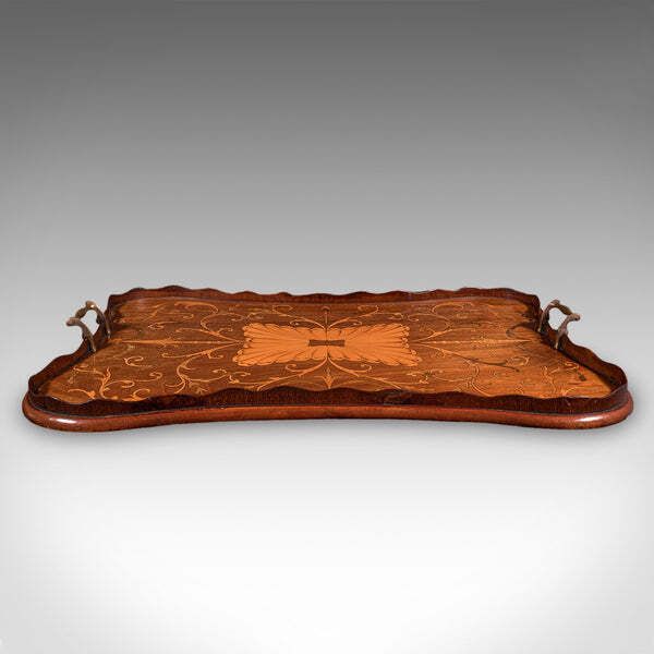Antique Butler's Serving Tray, English, Afternoon Tea Platter, Inlay, Victorian photo Home Decor