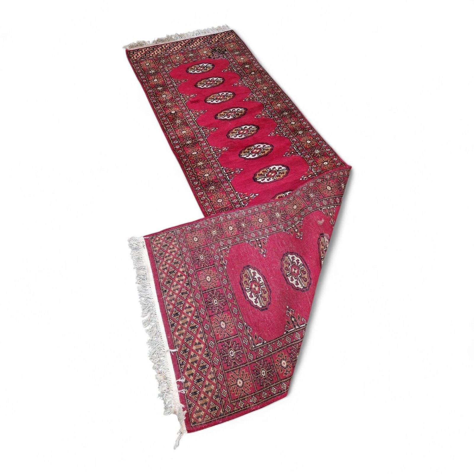 photo vinterior Traditional Long Carpet Runner Red Medallion Pattern Hallway Rug Fringed 251cm
