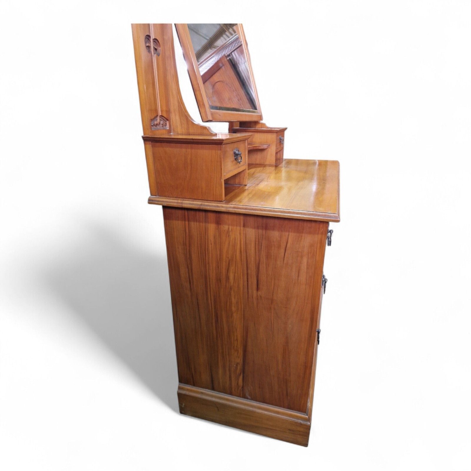 325.0 Victorian Art Nouveau Satinwood Dressing Chest Mirror Vanity Of 6 Drawers photo