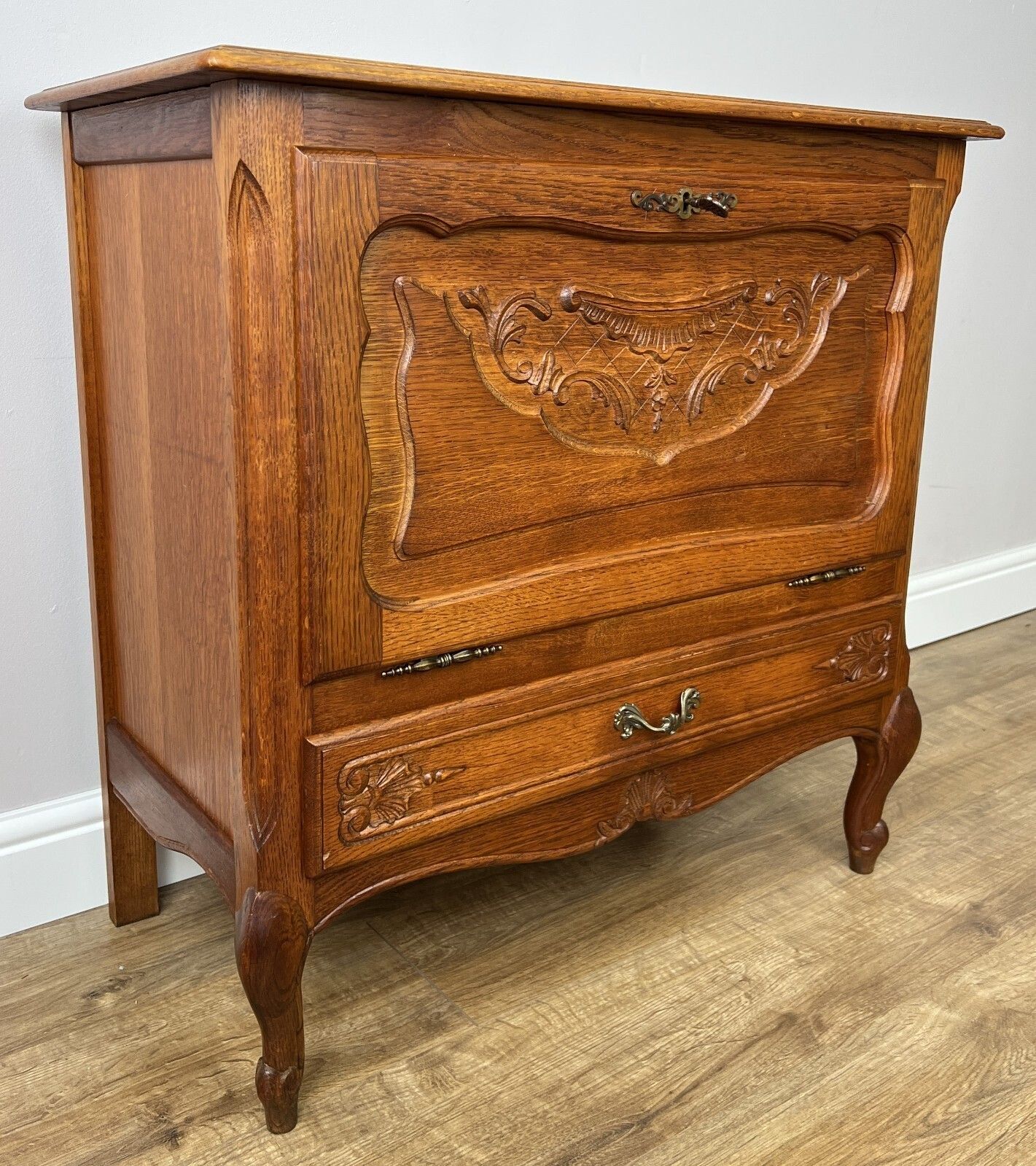 photo furniture Cabinet Vintage French Louis XVI Style Oak Carved Storage Cupboard