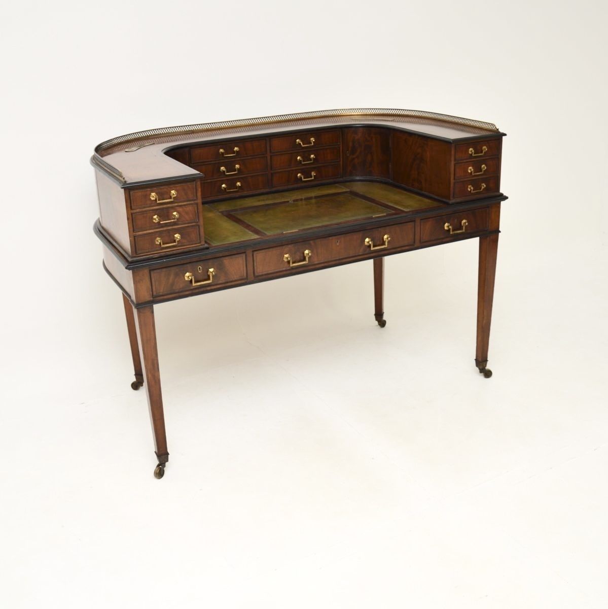 Antique Inlaid Mahogany Leather Top Carlton House Desk