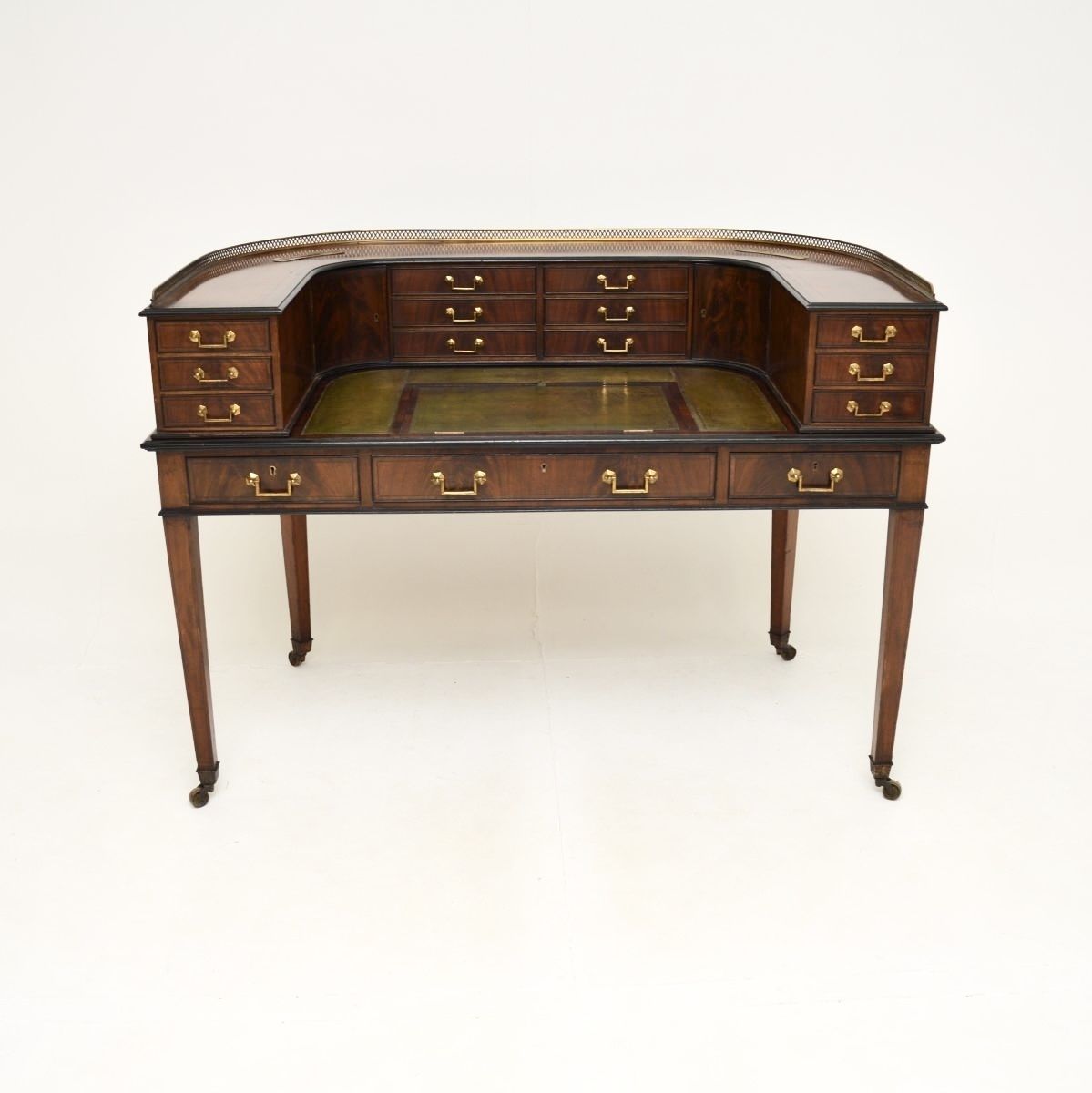 Antique Inlaid Mahogany Leather Top Carlton House Desk photo furniture