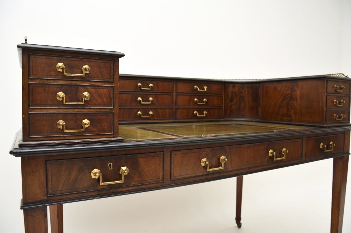 Antique Inlaid Mahogany Leather Top Carlton House Desk photo vinterior