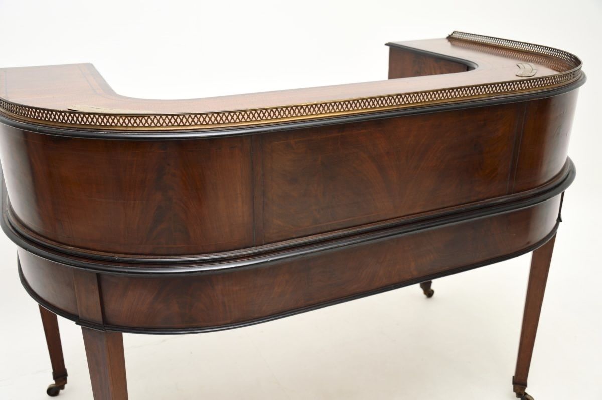 photo buy Antique Inlaid Mahogany Leather Top Carlton House Desk