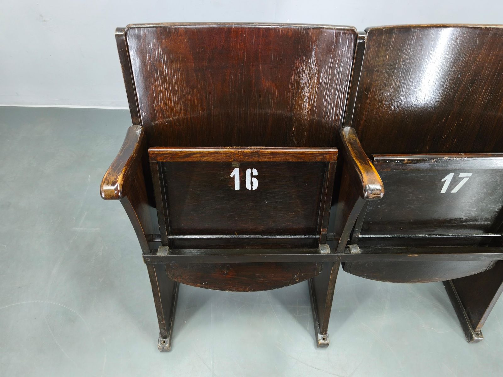 1940s Thonet Cinema Double Seat, Beech Wood Theater Bench photo buy