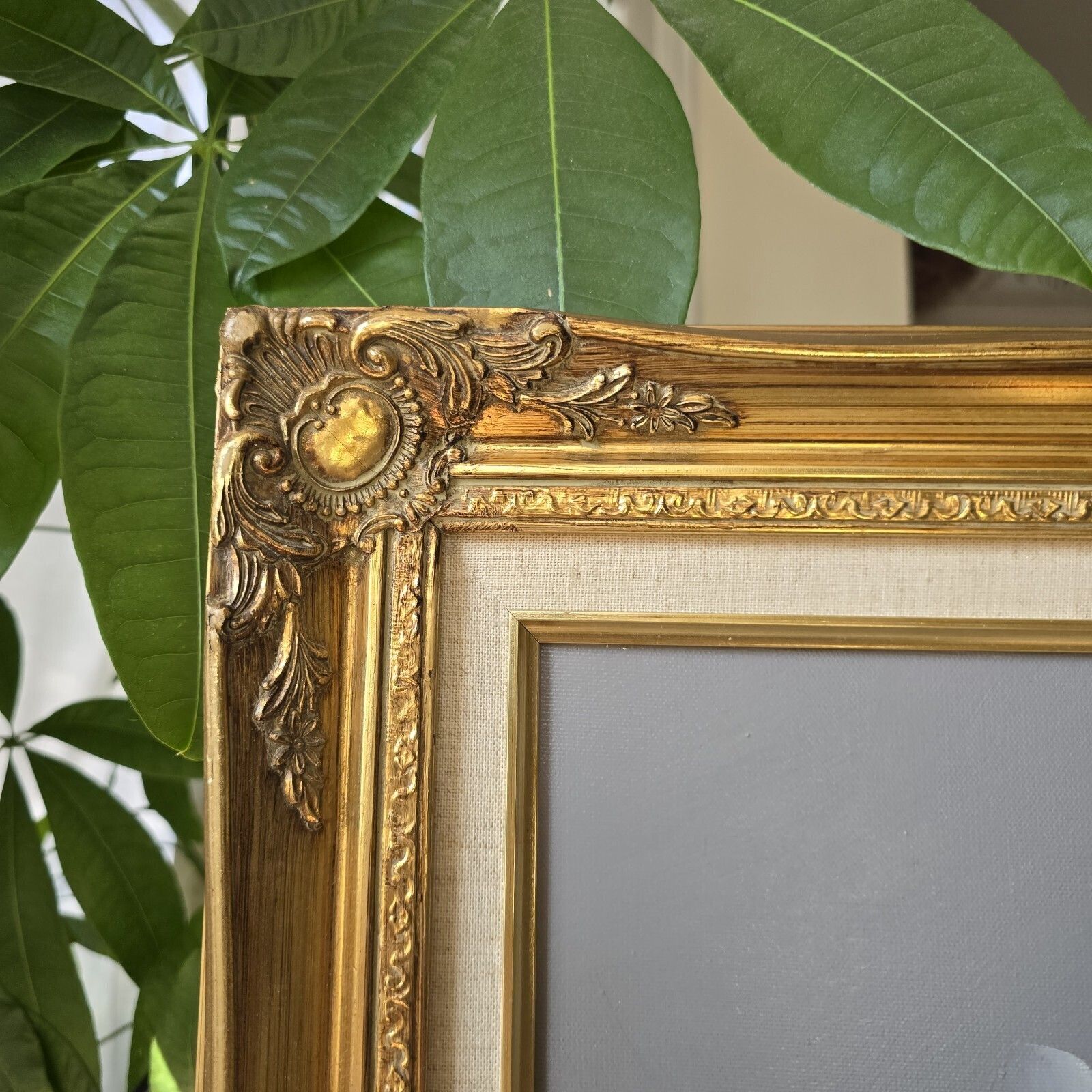 Vintage Oil Painting Flowers In Vase Still Life Framed Golden Gilt 54 X 63 Cm photo furniture