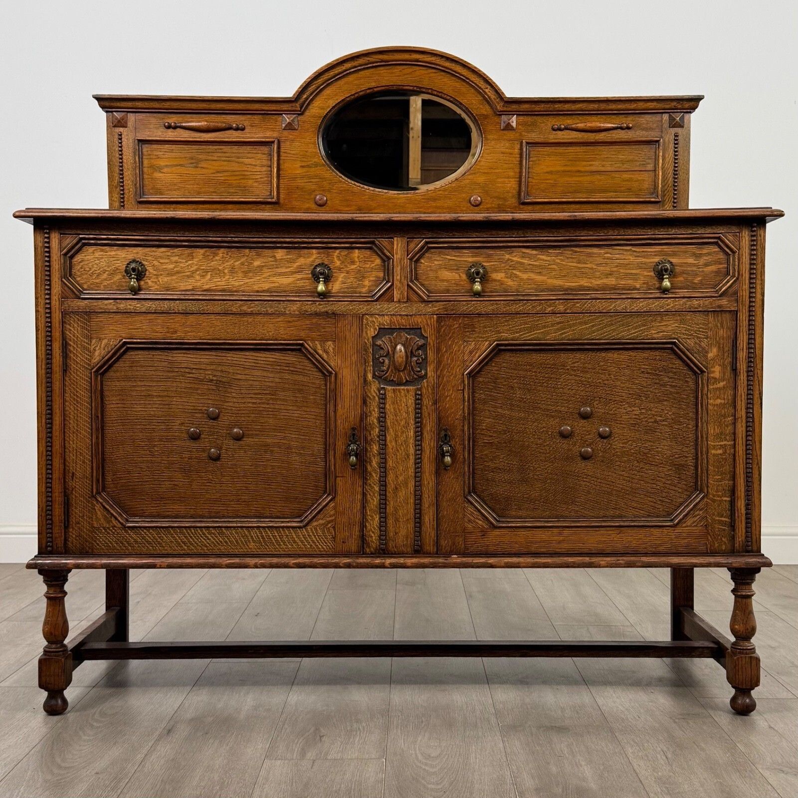 Antique 20th Century Edwardian Sideboard In Golden Oak ( Af 5436 )