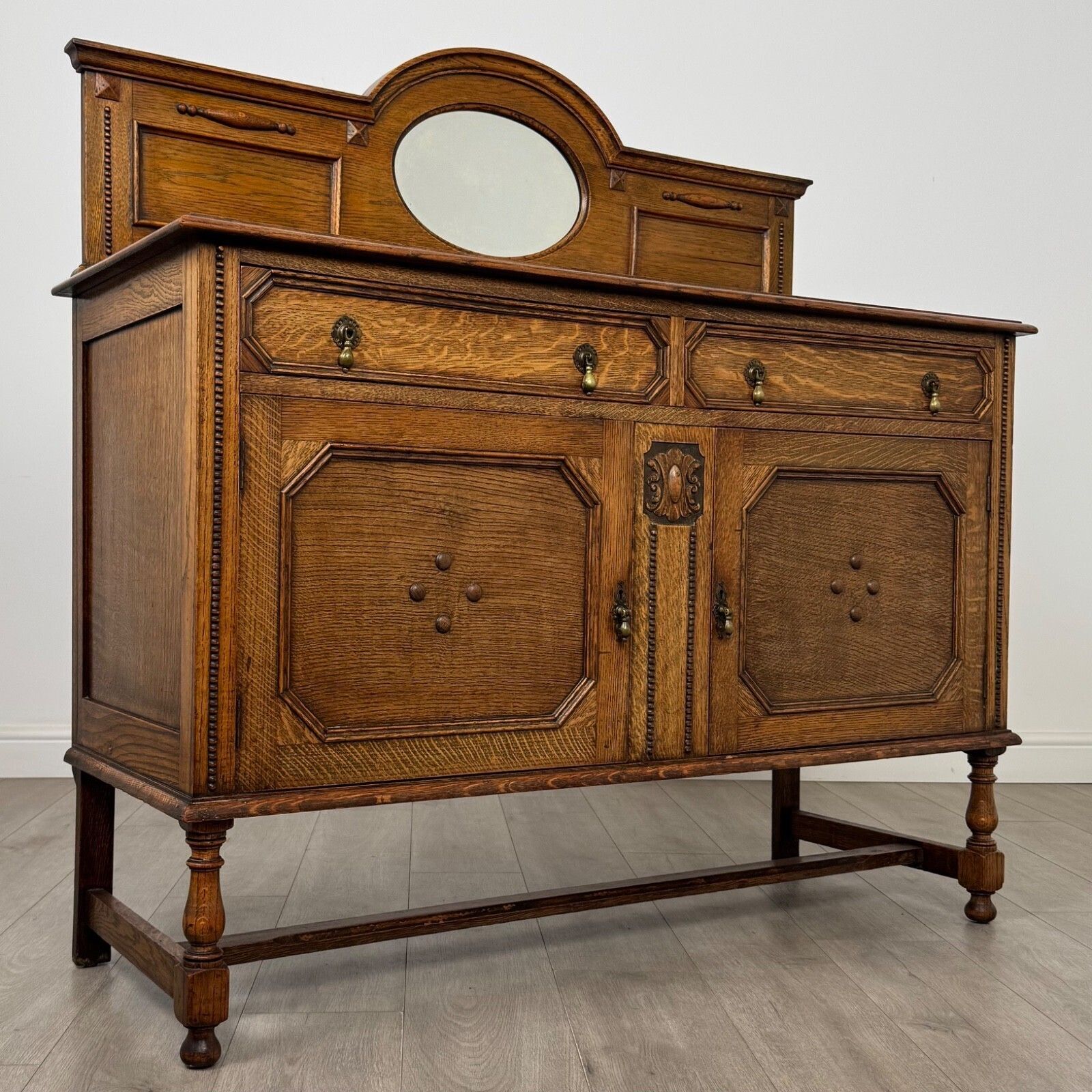 photo furniture Antique 20th Century Edwardian Sideboard In Golden Oak ( Af 5436 )