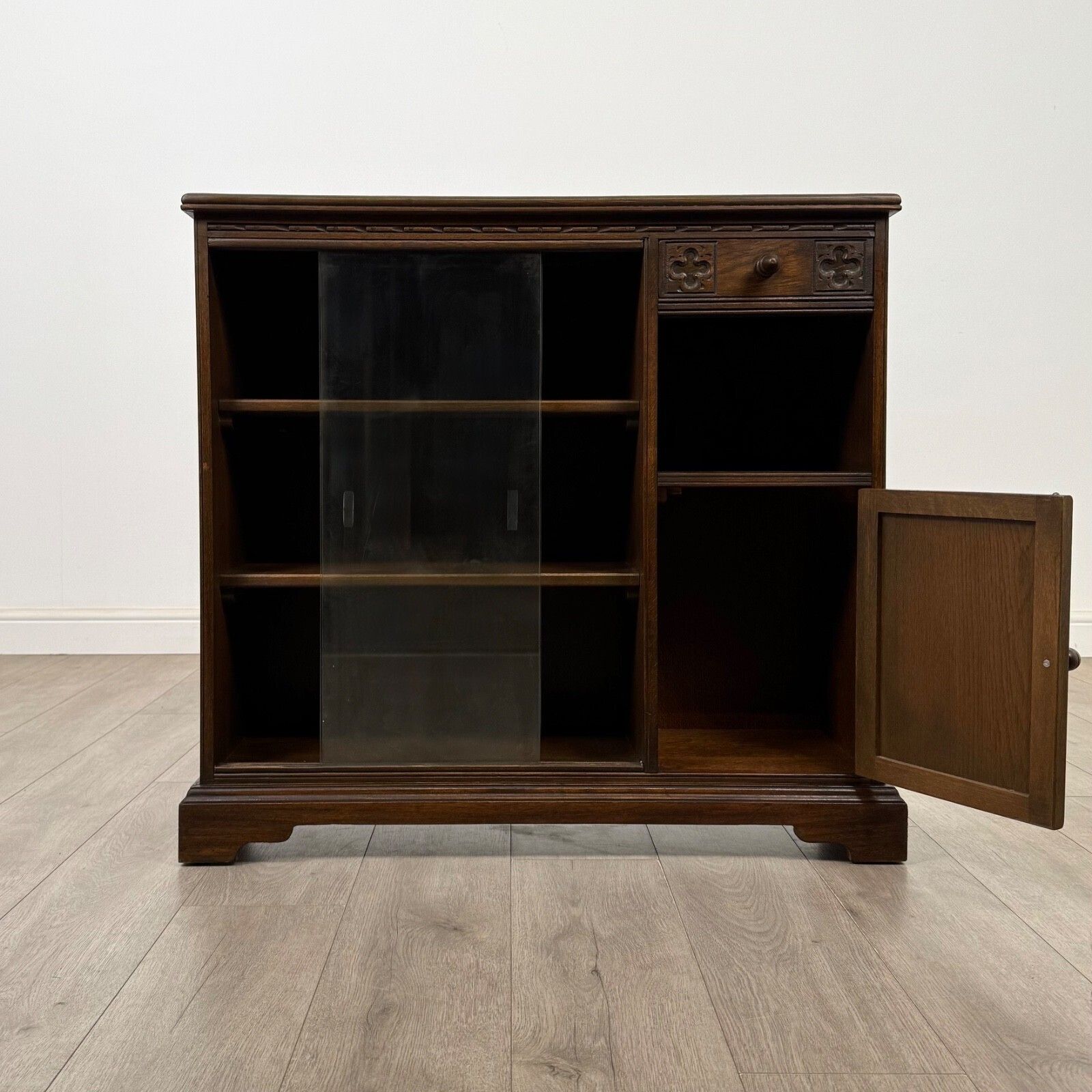 Antique 20th Century Small Linenfold Bookcase In Oak ( Af 5473 ) photo for sale