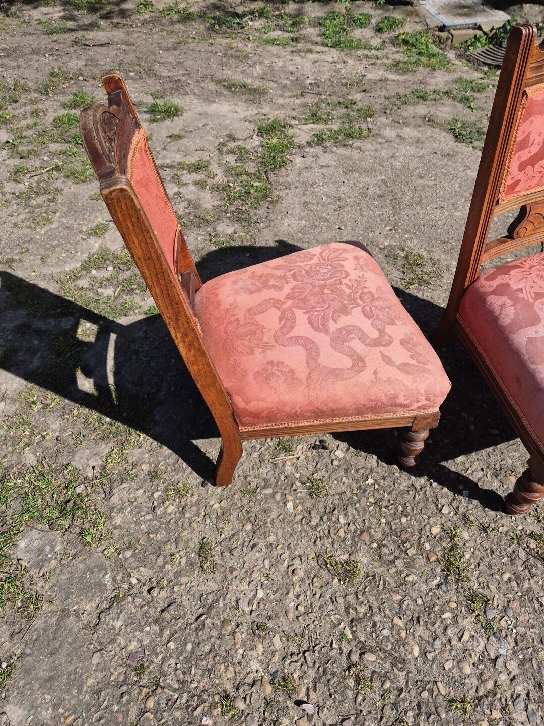 Pair Of Antique Walnut Low Side/Bedroom Chairs photo vinterior