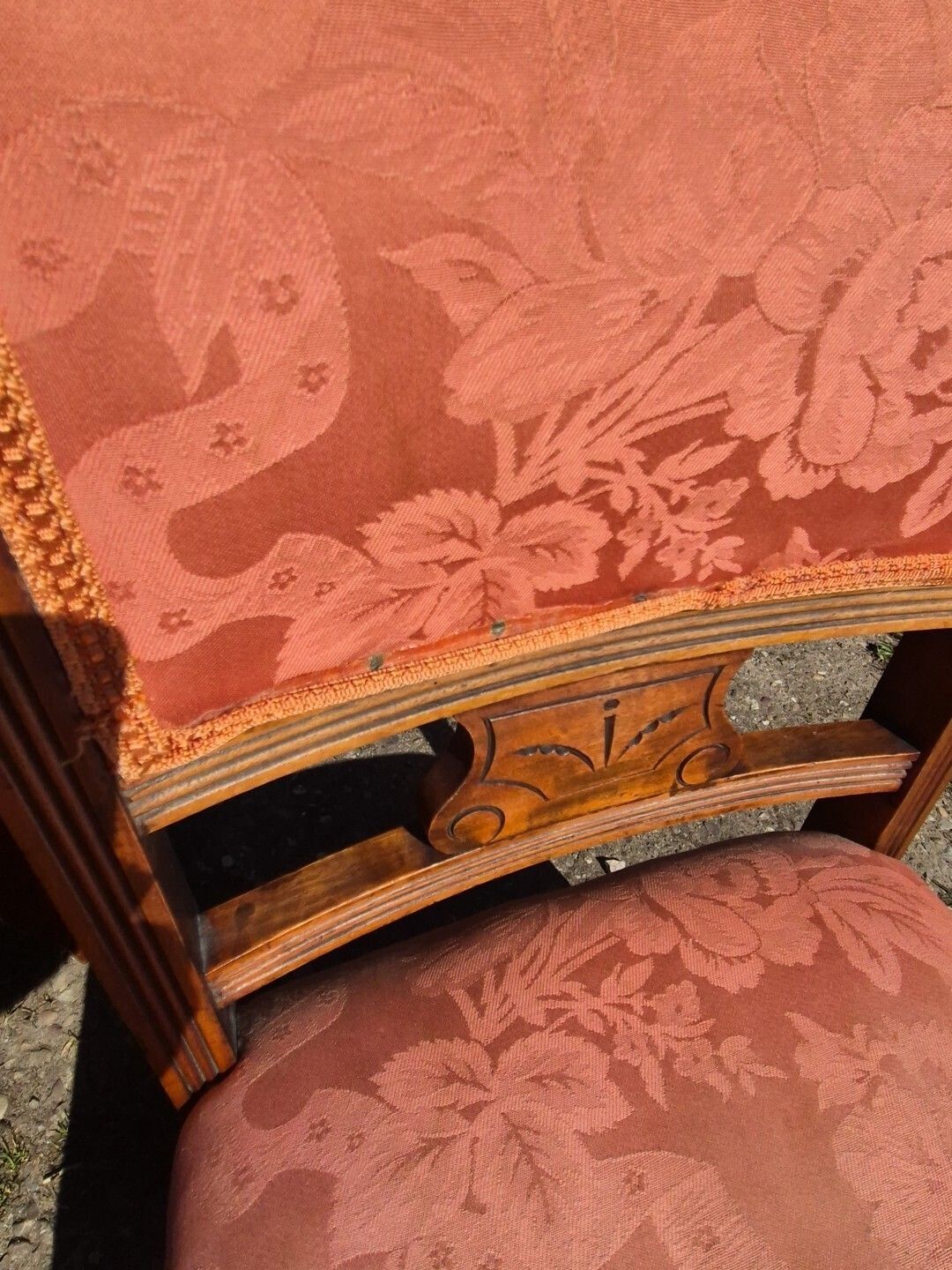 120.0 Pair Of Antique Walnut Low Side/Bedroom Chairs photo