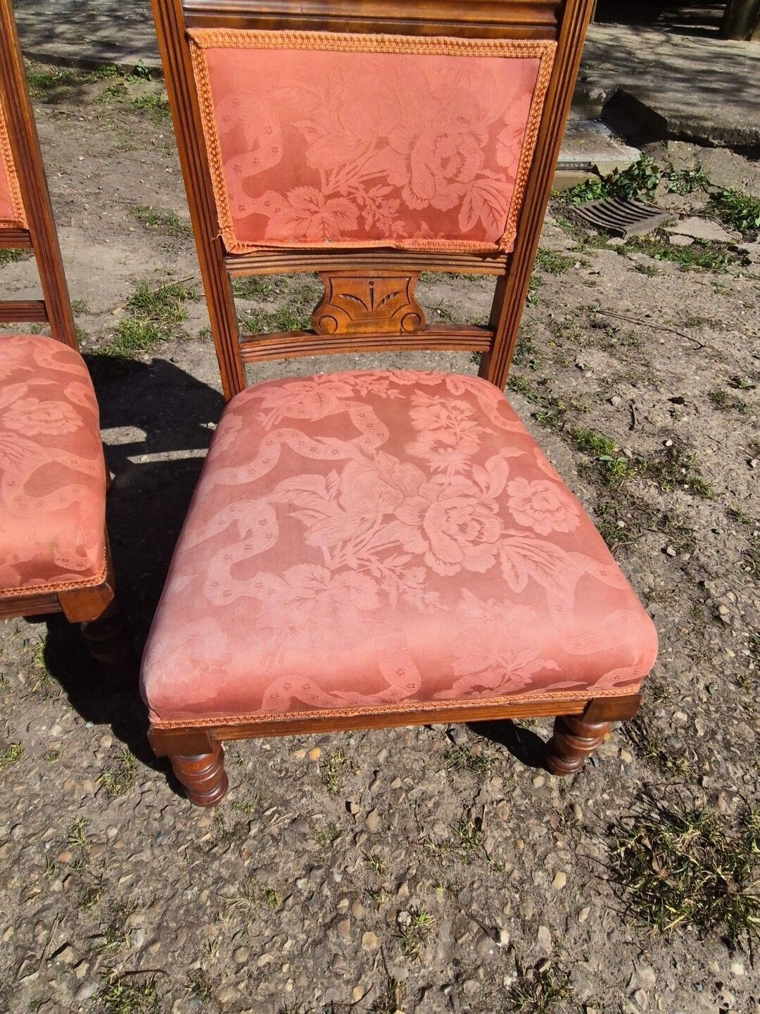 photo vintage Pair Of Antique Walnut Low Side/Bedroom Chairs