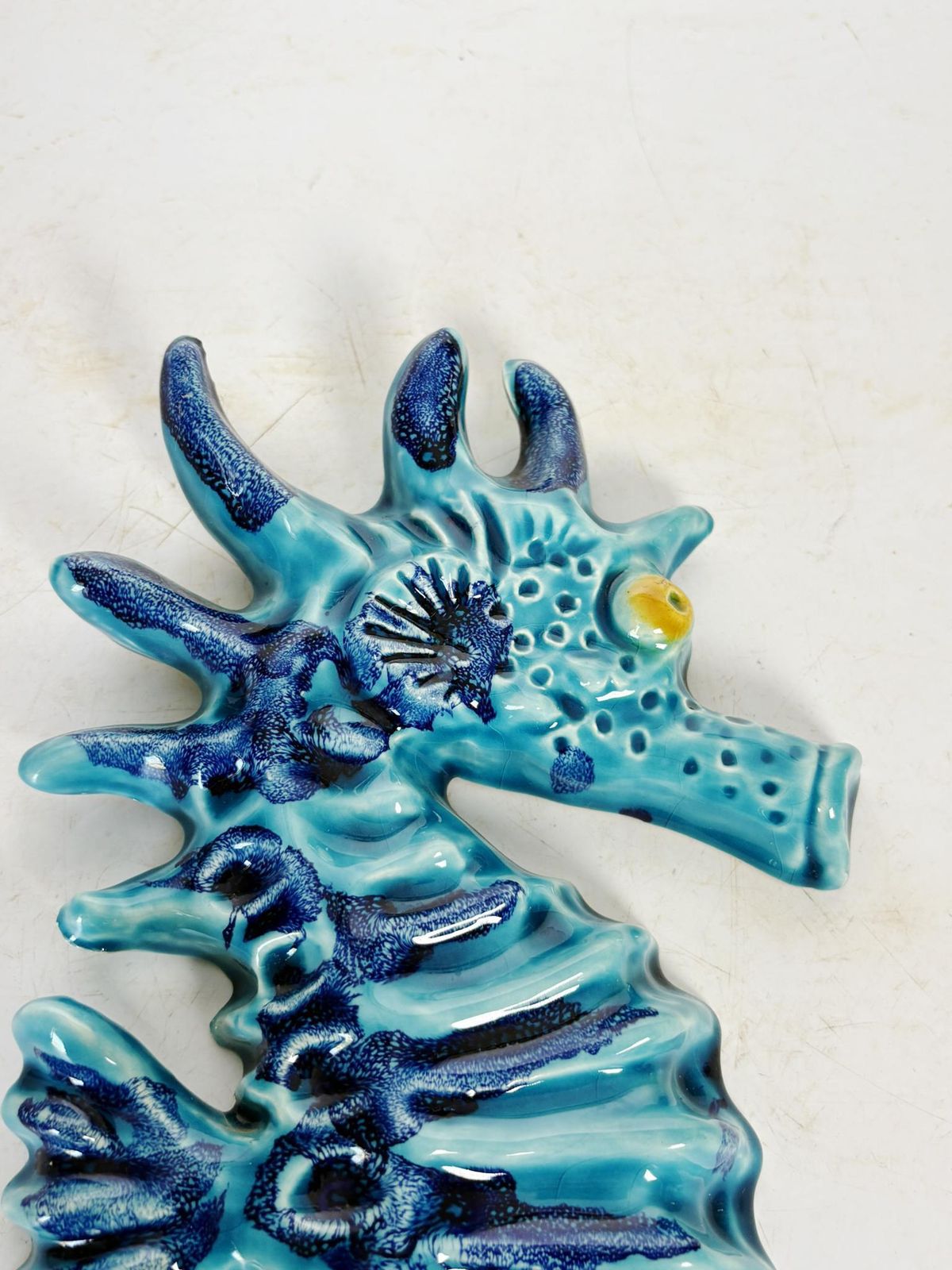 Blue Wall Decoration Made Of Glazed Ceramic, France, 1970 photo Art