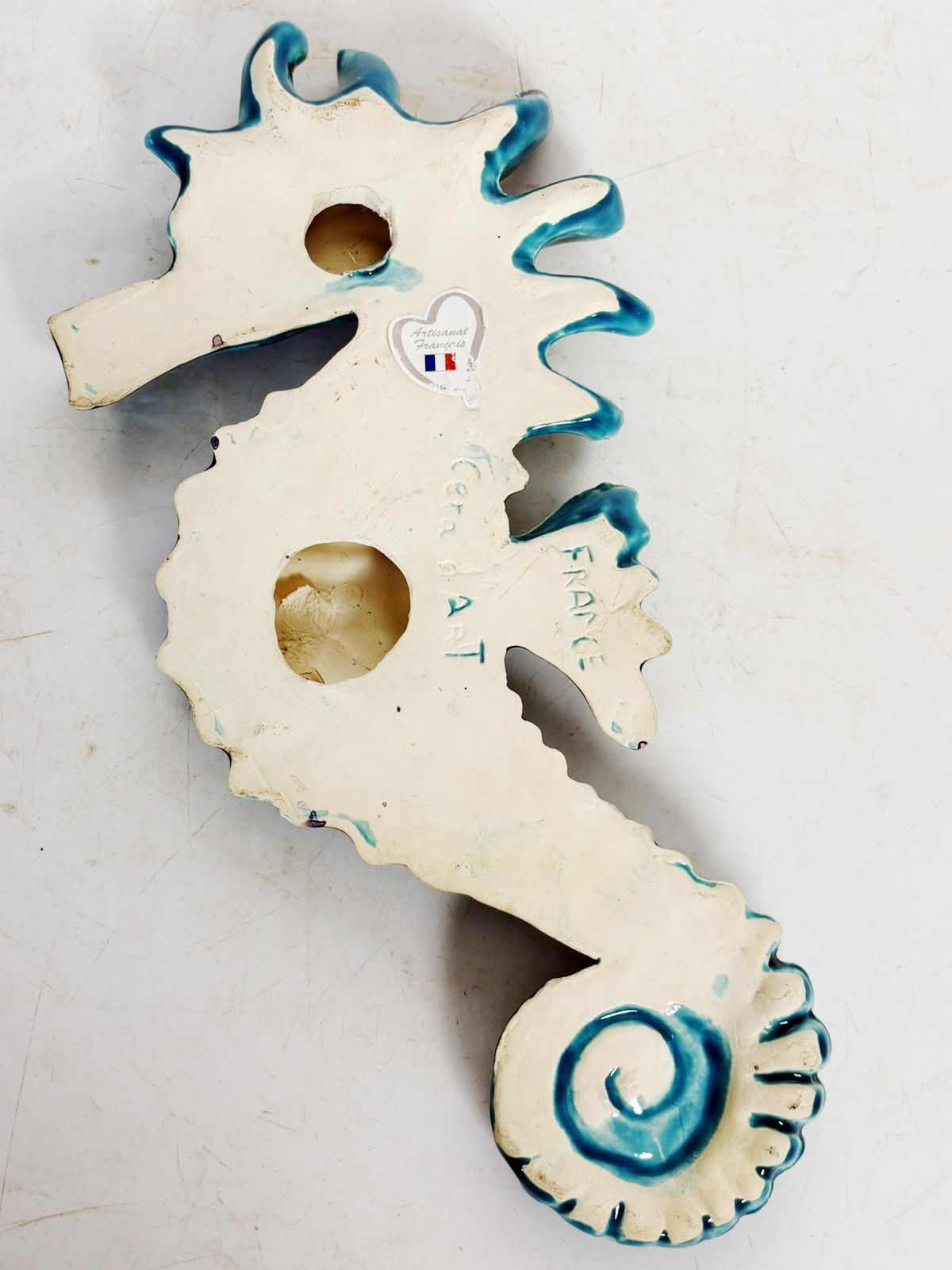 Blue Wall Decoration Made Of Glazed Ceramic, France, 1970 photo vintage