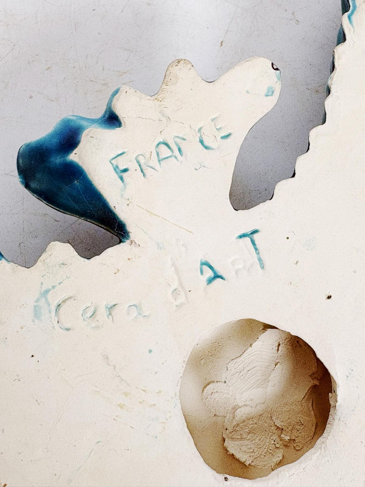 photo furniture Blue Wall Decoration Made Of Glazed Ceramic, France, 1970