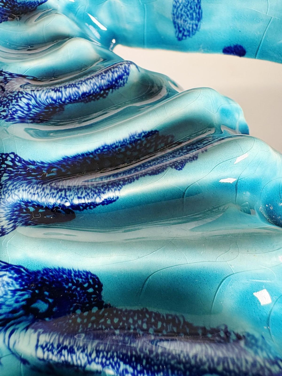 Art Blue Wall Decoration Made Of Glazed Ceramic, France, 1970 photo