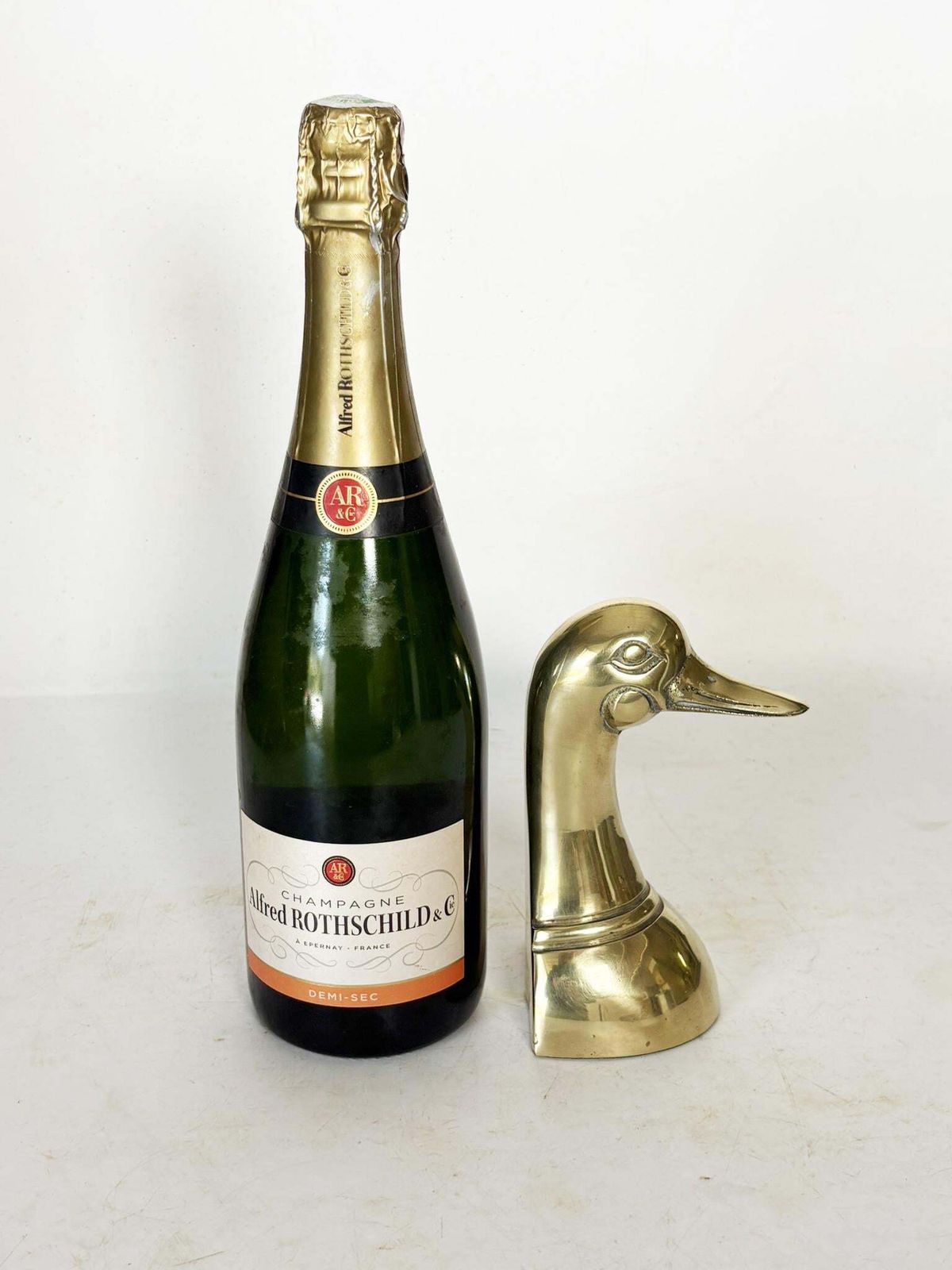 Pair Of Bookends In The Shape Of A Gilded Brass Duck Sculpture, France, 1970 photo Home Decor