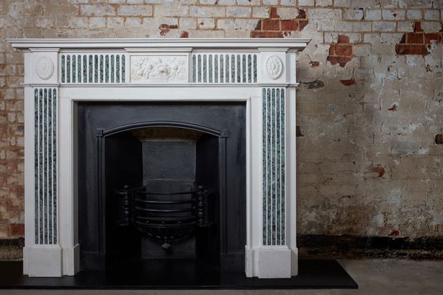 1920s Copy Of A Regency Marble Fireplace With Green Verdi Inlay photo furniture