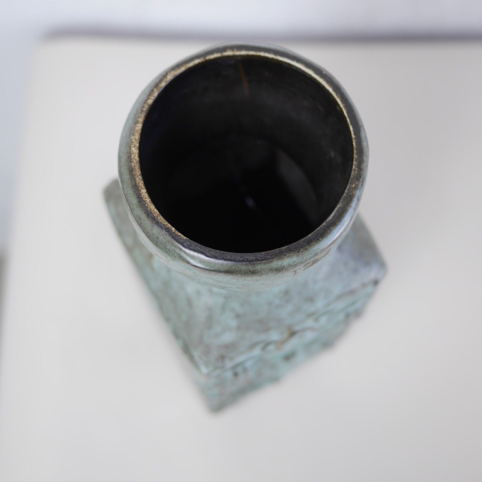 Vintage West German Mid Century Fat Lava Blues Greens Bay Vase #103151 photo vinterior