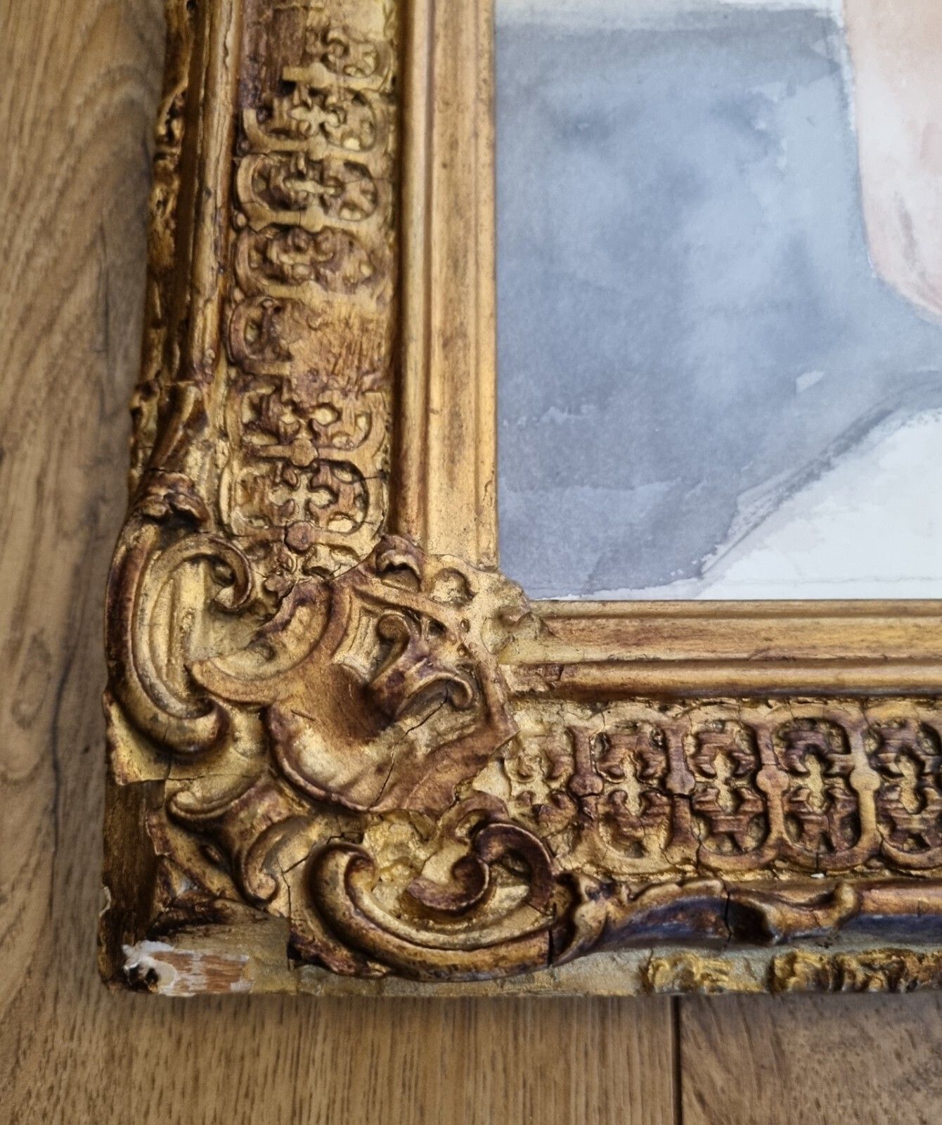 photo for sale Vintage 1960 Portrait Painting Young Lady Signed Watercolour Ornate Gold Frame