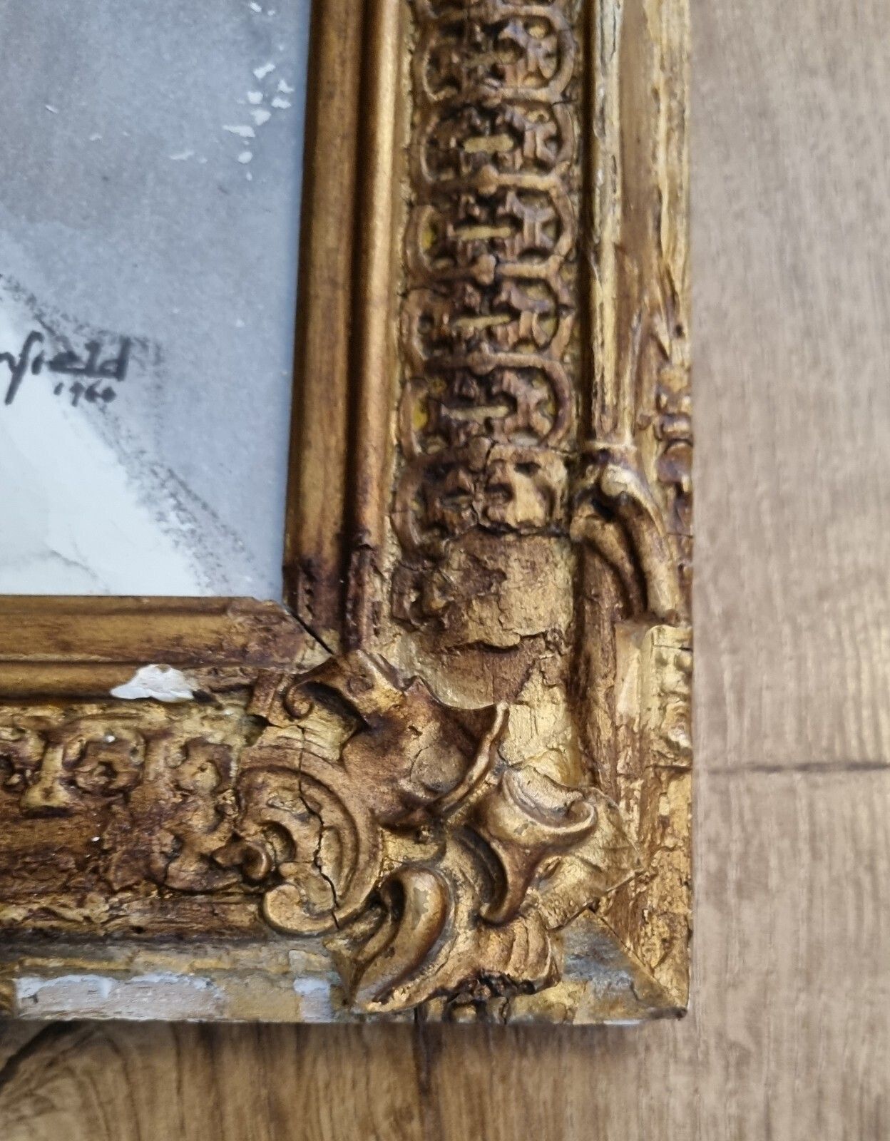 photo vinterior Vintage 1960 Portrait Painting Young Lady Signed Watercolour Ornate Gold Frame