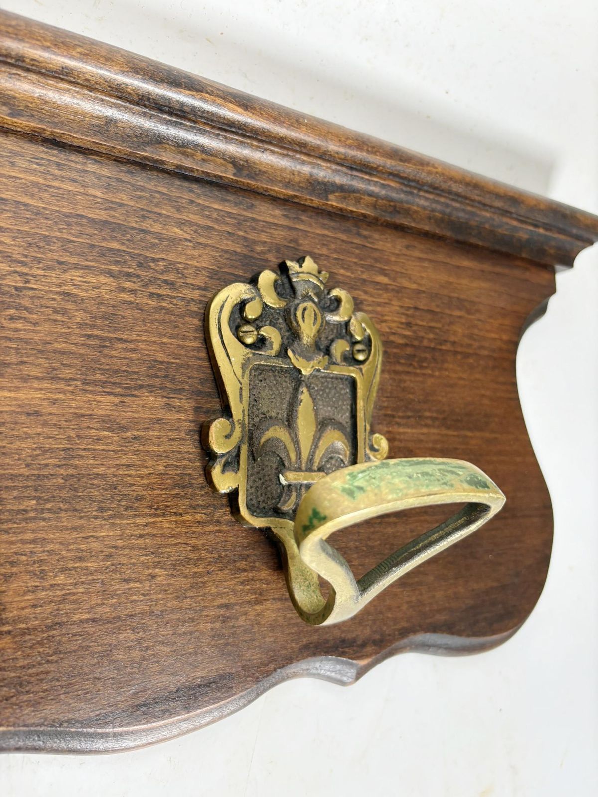 Wooden And Brass Coat Rack, France, 1950 photo vinterior