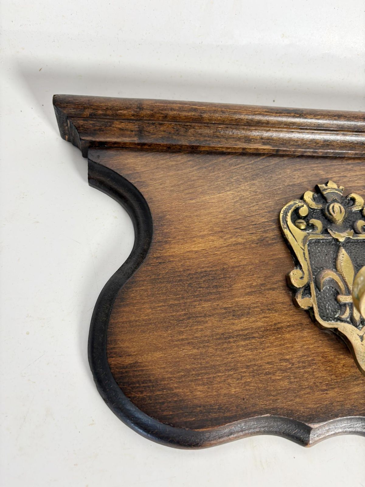 Wooden And Brass Coat Rack, France, 1950 photo vintage