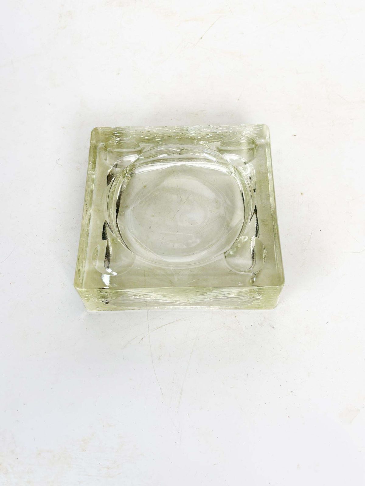 Square Glass Ashtray, Art Deco Style, Saint Gobain Glass, France, 1940 photo furniture