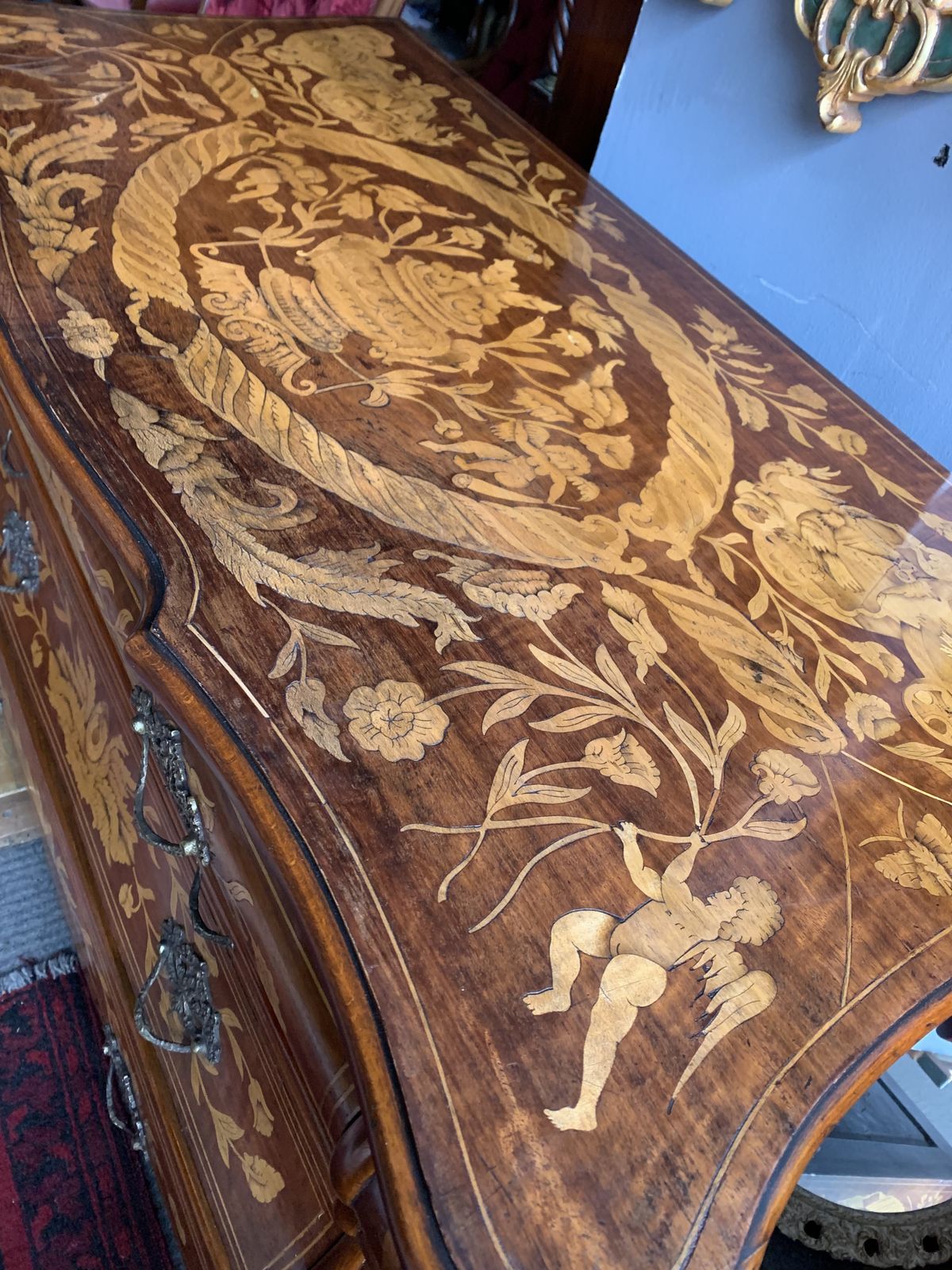 20th Century Marquetry Bombe Chest Of Drawers photo for sale