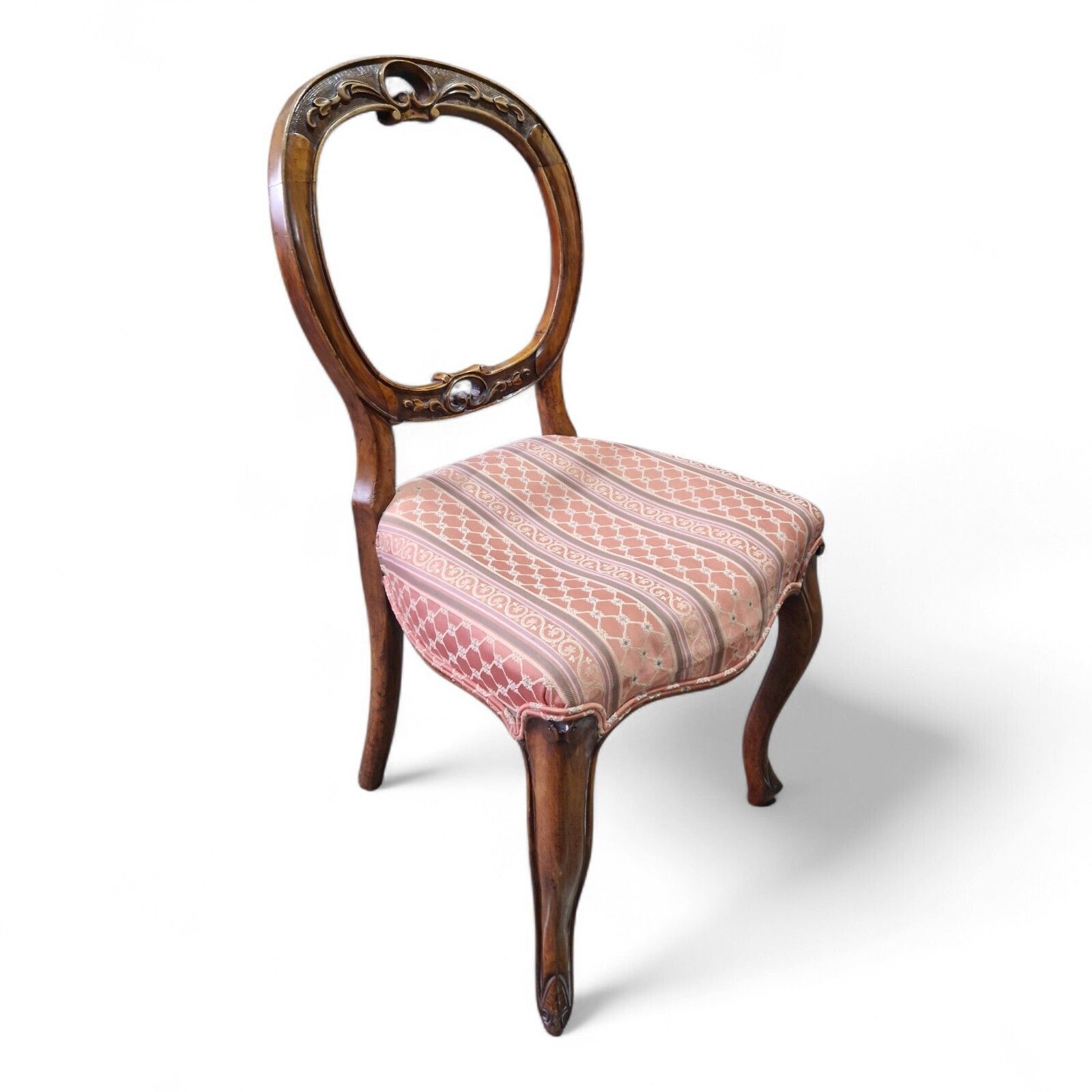 photo for sale Victorian Walnut Balloon Back Chairs Set 4 Cabriole Legs Antique Carved Seating