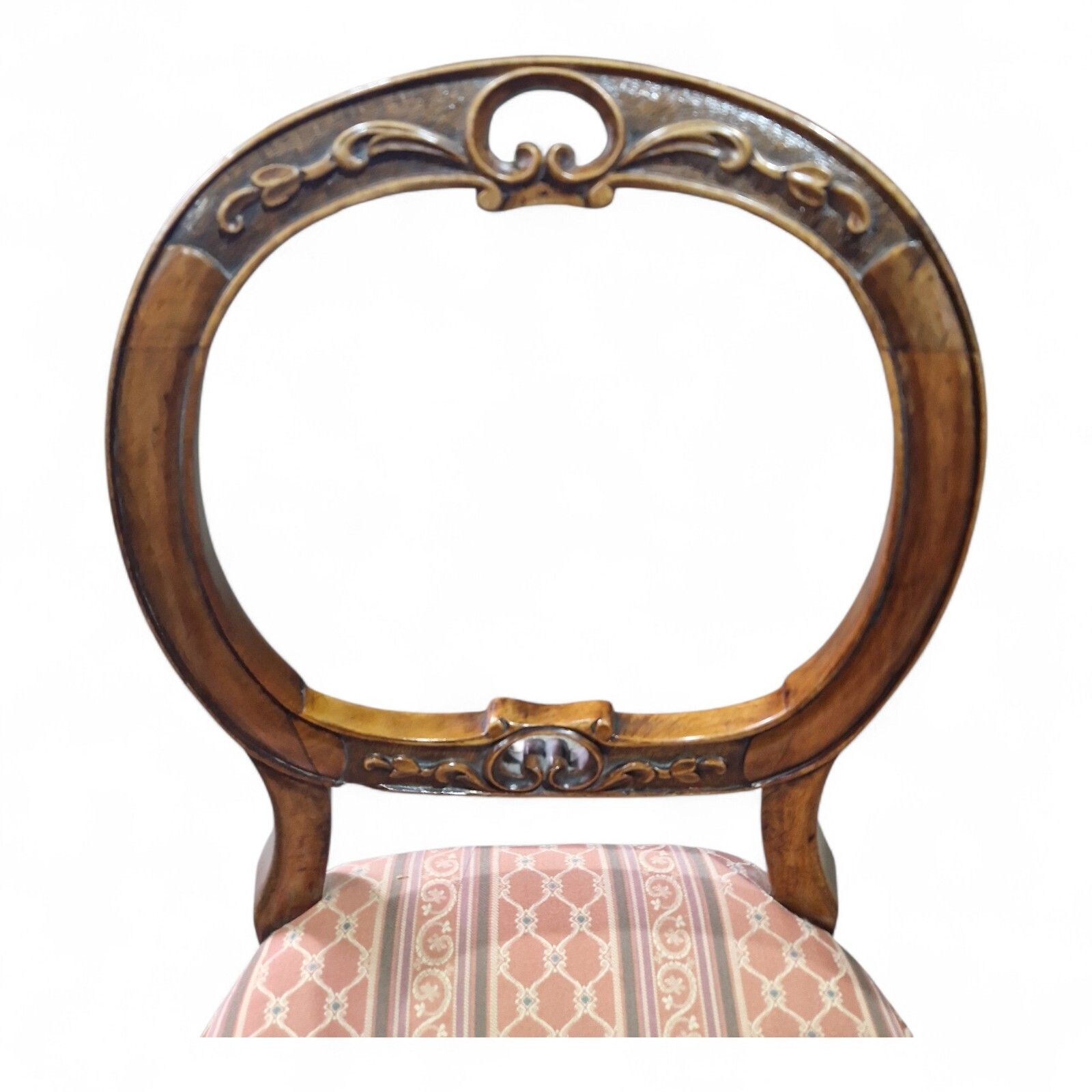 photo buy Victorian Walnut Balloon Back Chairs Set 4 Cabriole Legs Antique Carved Seating