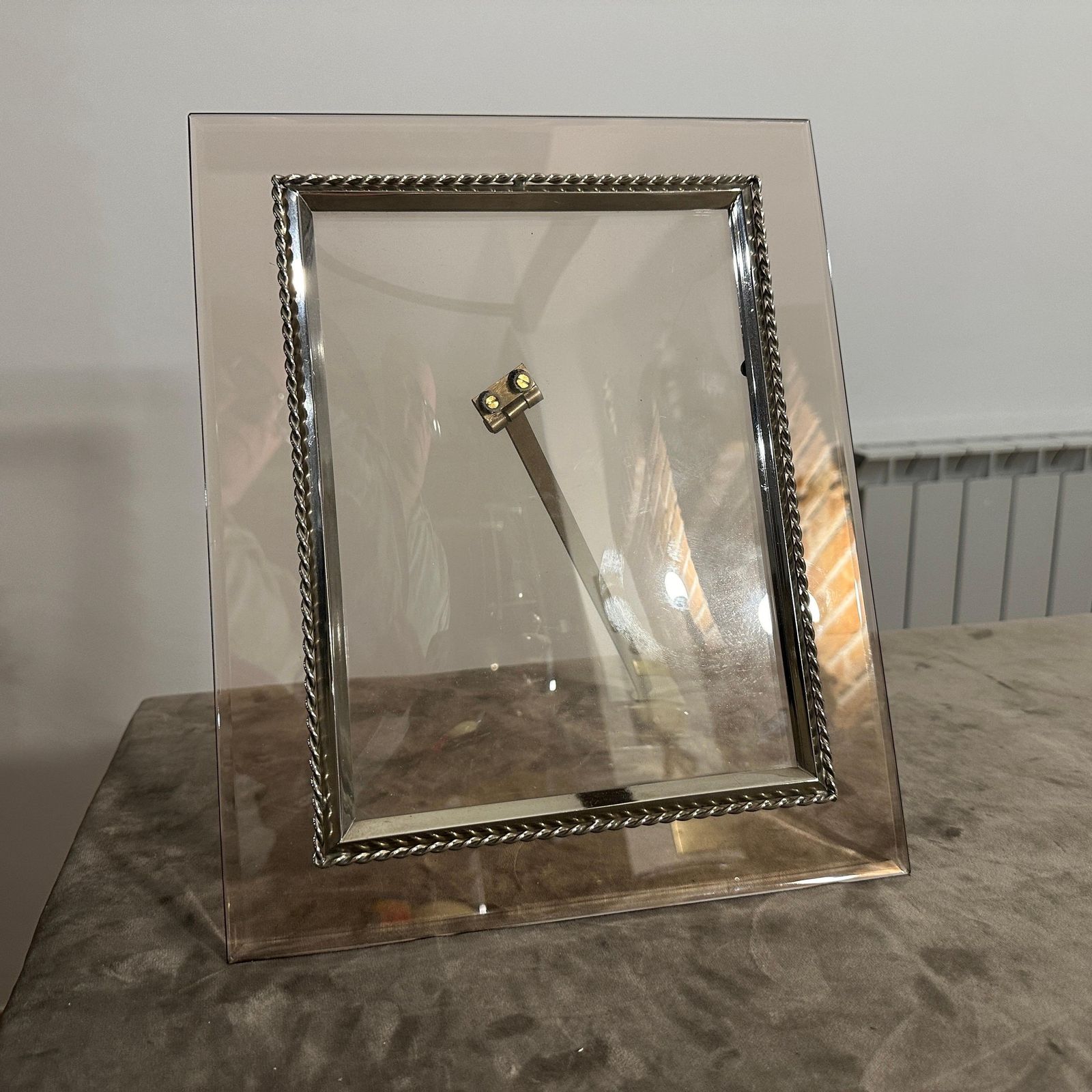 1960s High Quality Mid Century Modern Smoked Glass Italian Picture Frame photo vintage