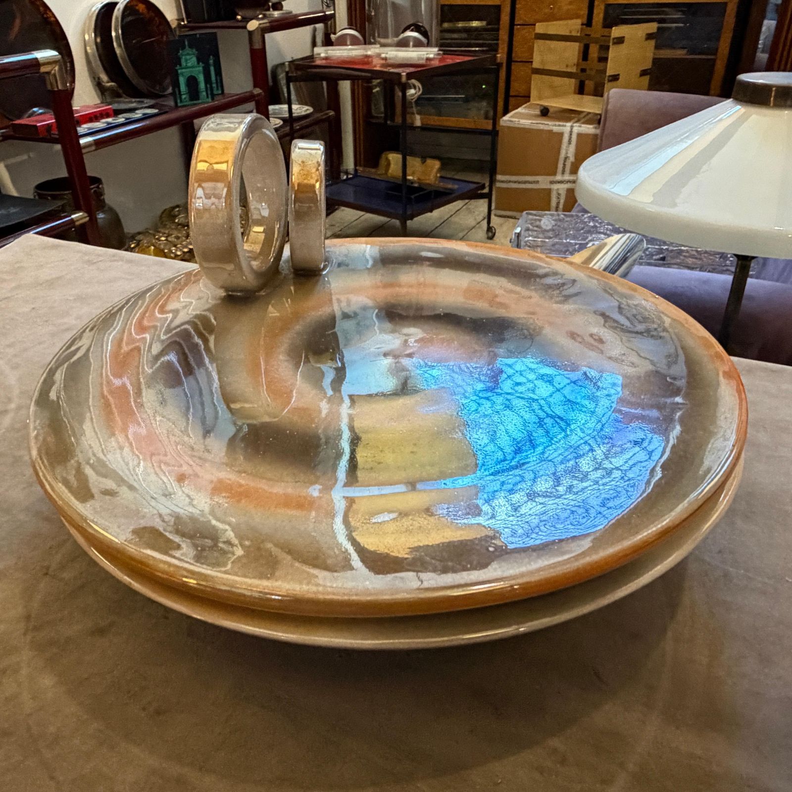 photo for sale A Rare 1950s Mid Century Modern " Lustro " Italian Ceramic Centerpiece