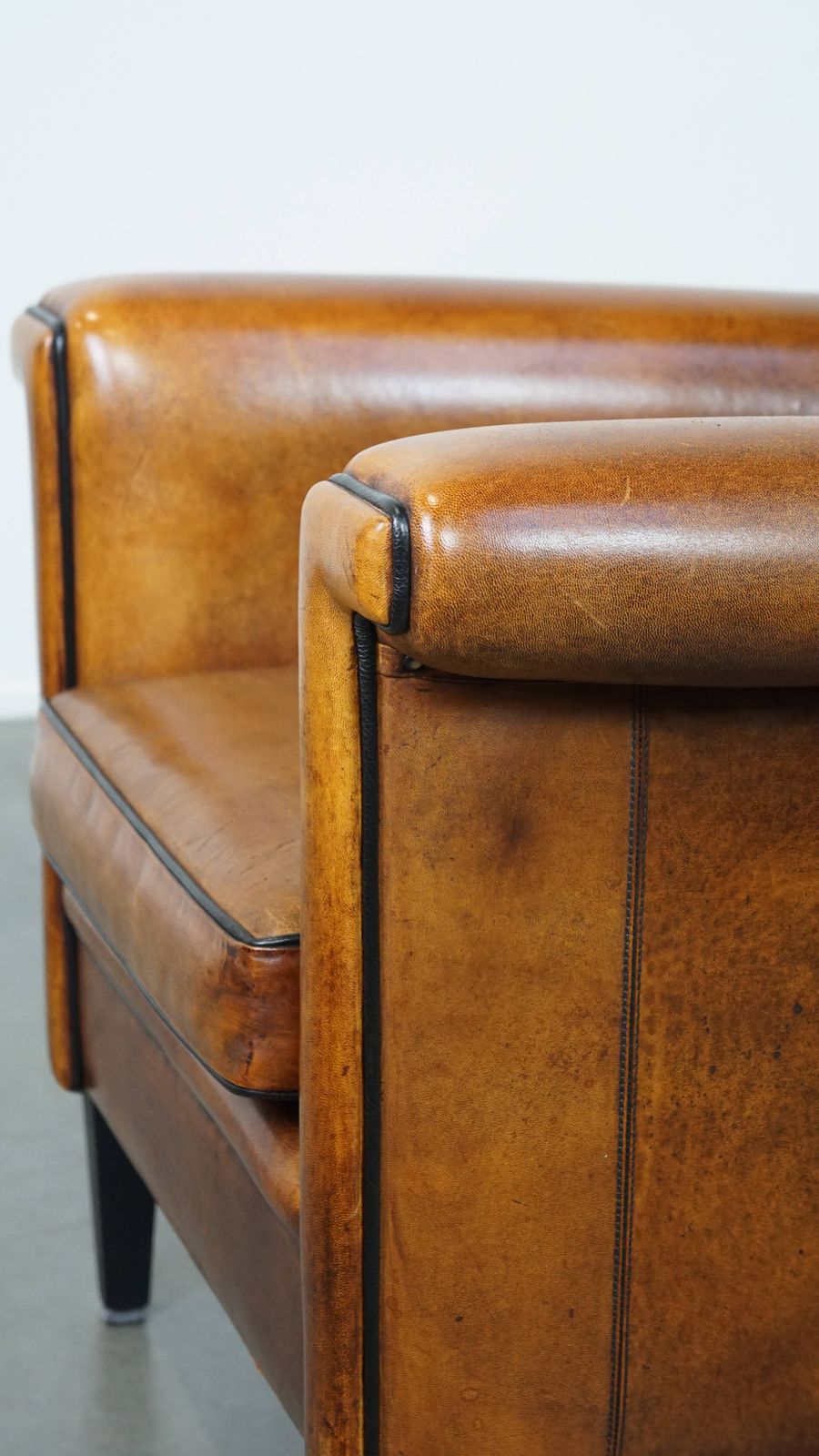 photo buy Art Deco Design Armchair In Good Condition With A Sleek Finish And Black Piping.