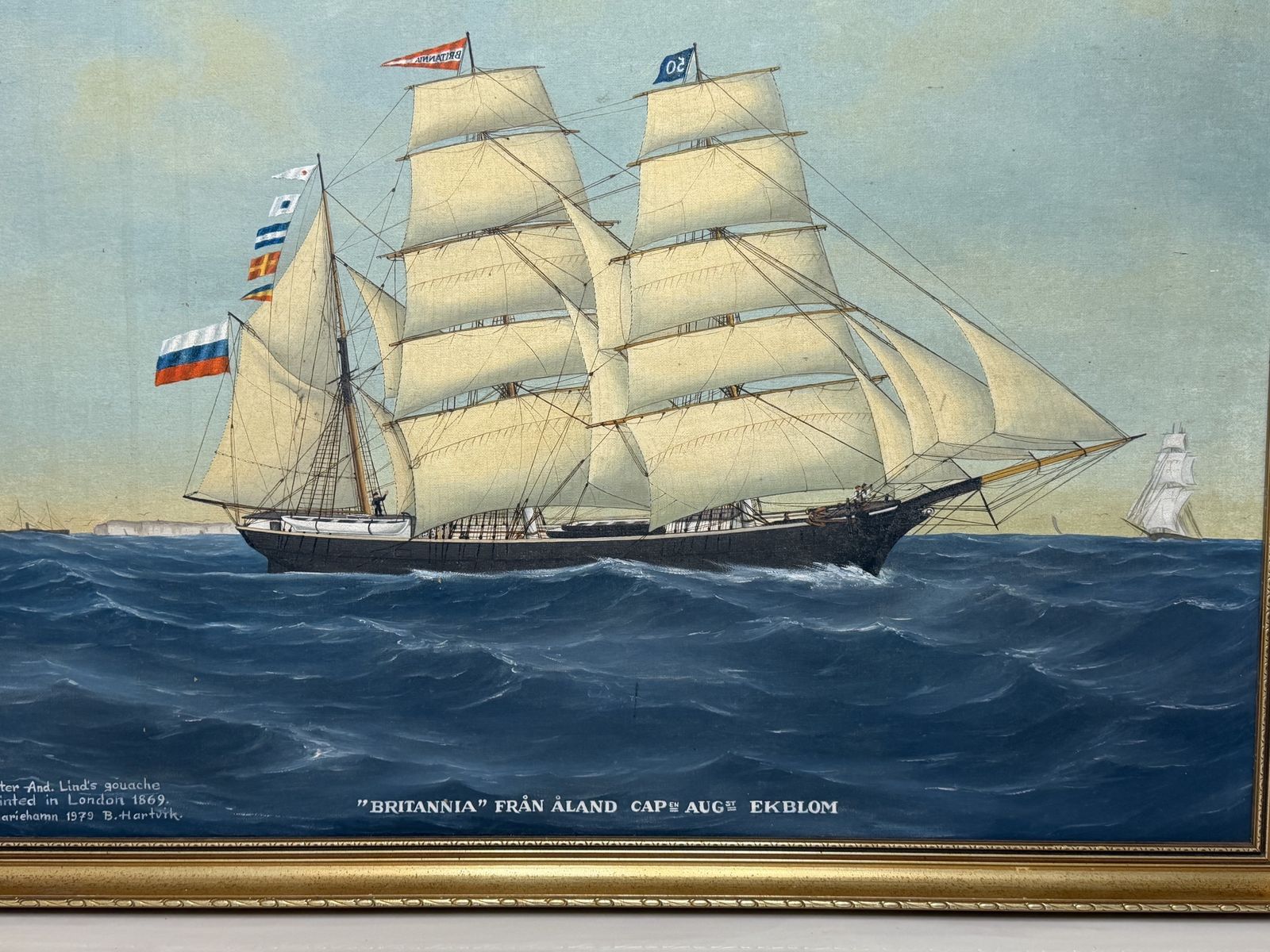 “Britannia Of åland Under Full Sail” — Captain August Ekblom Baltic Trading Barque | After Andreas G. Lind, London 1869 | B. Hartvik, Mariehamn 1979 photo Art