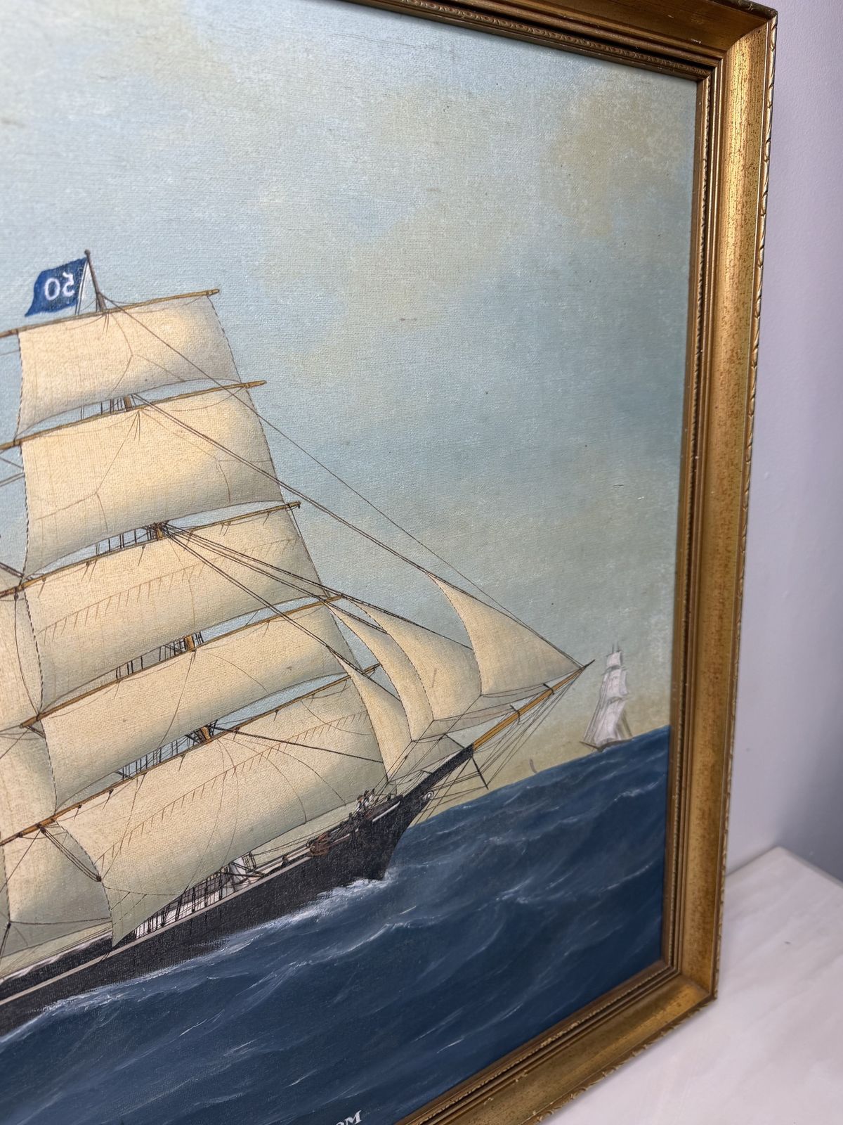 photo vintage “Britannia Of åland Under Full Sail” — Captain August Ekblom Baltic Trading Barque | After Andreas G. Lind, London 1869 | B. Hartvik, Mariehamn 1979