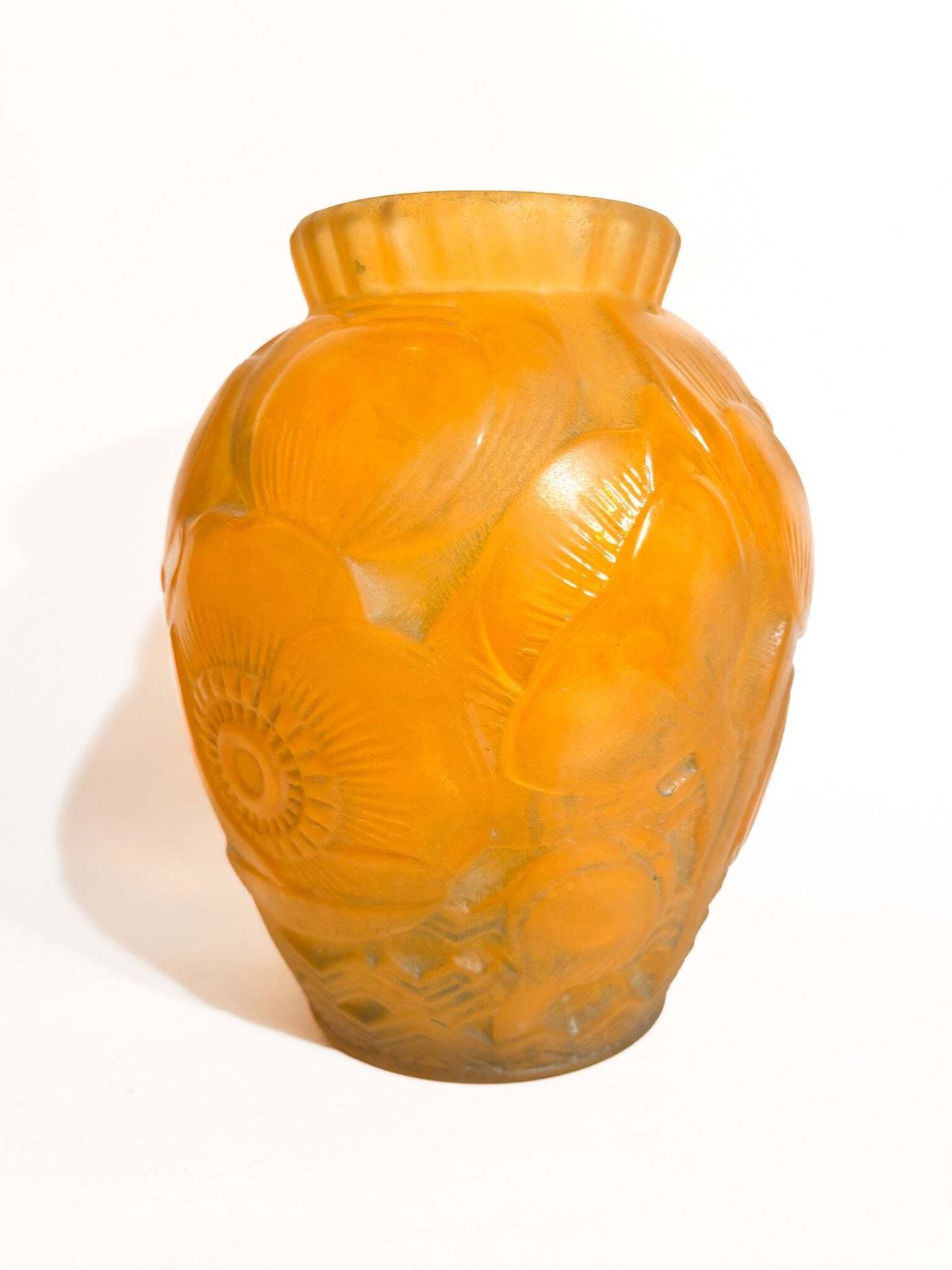 Art Deco Vase In French Glass Paste By Pierre D'avesn, 1930s photo for sale
