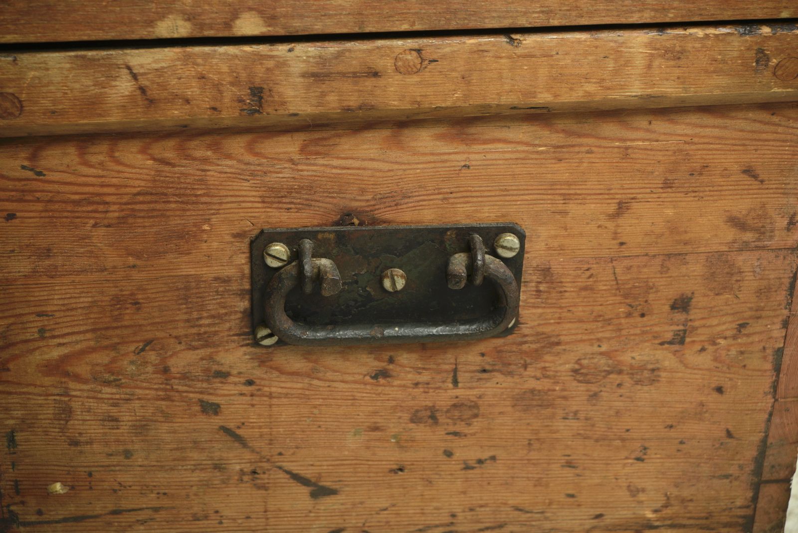 Antique Pine Trunk   Painted Ship photo vintage
